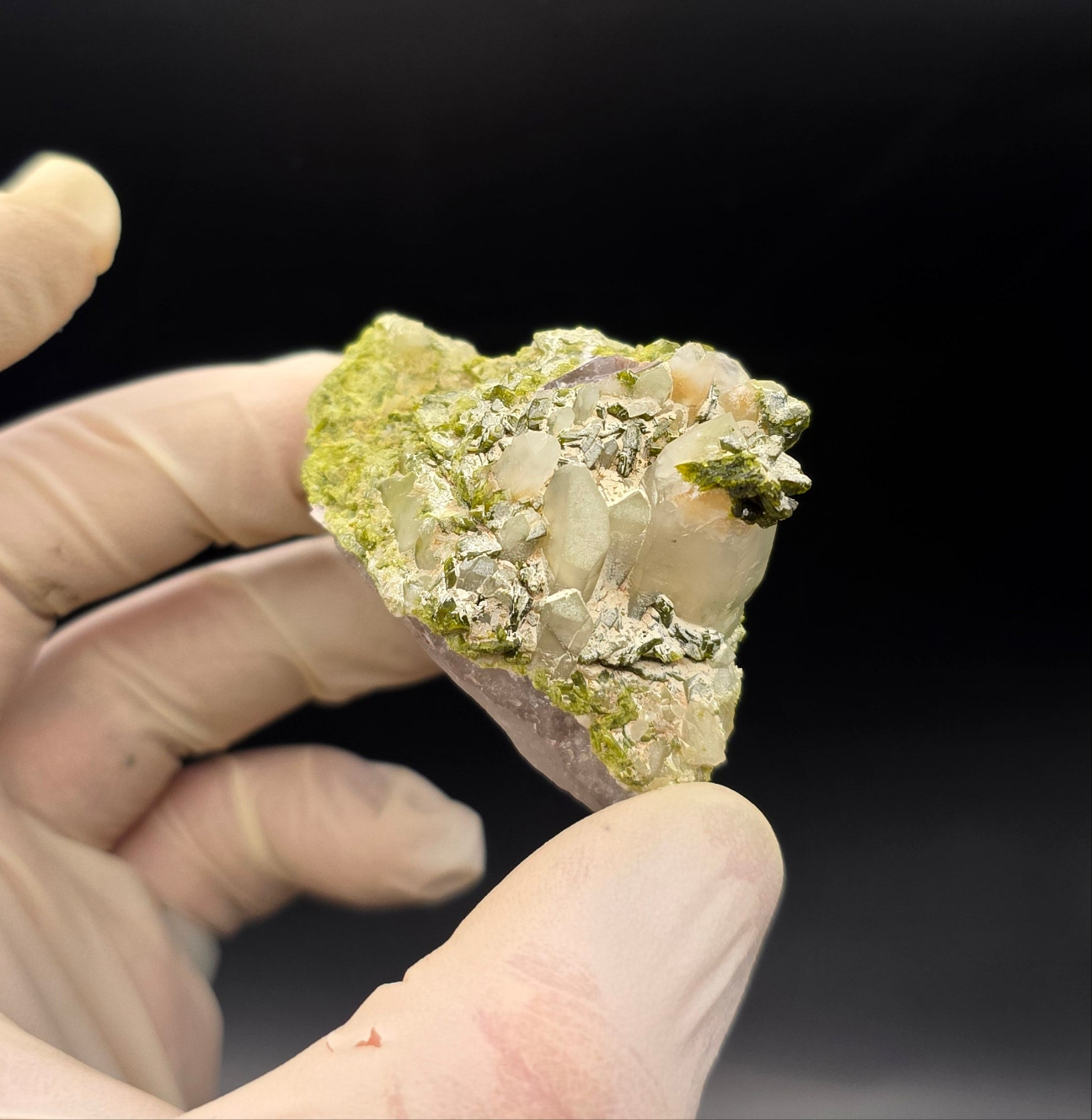 Beautiful Epadote Forest on Super Seven Quartz Matrix from Brazil!