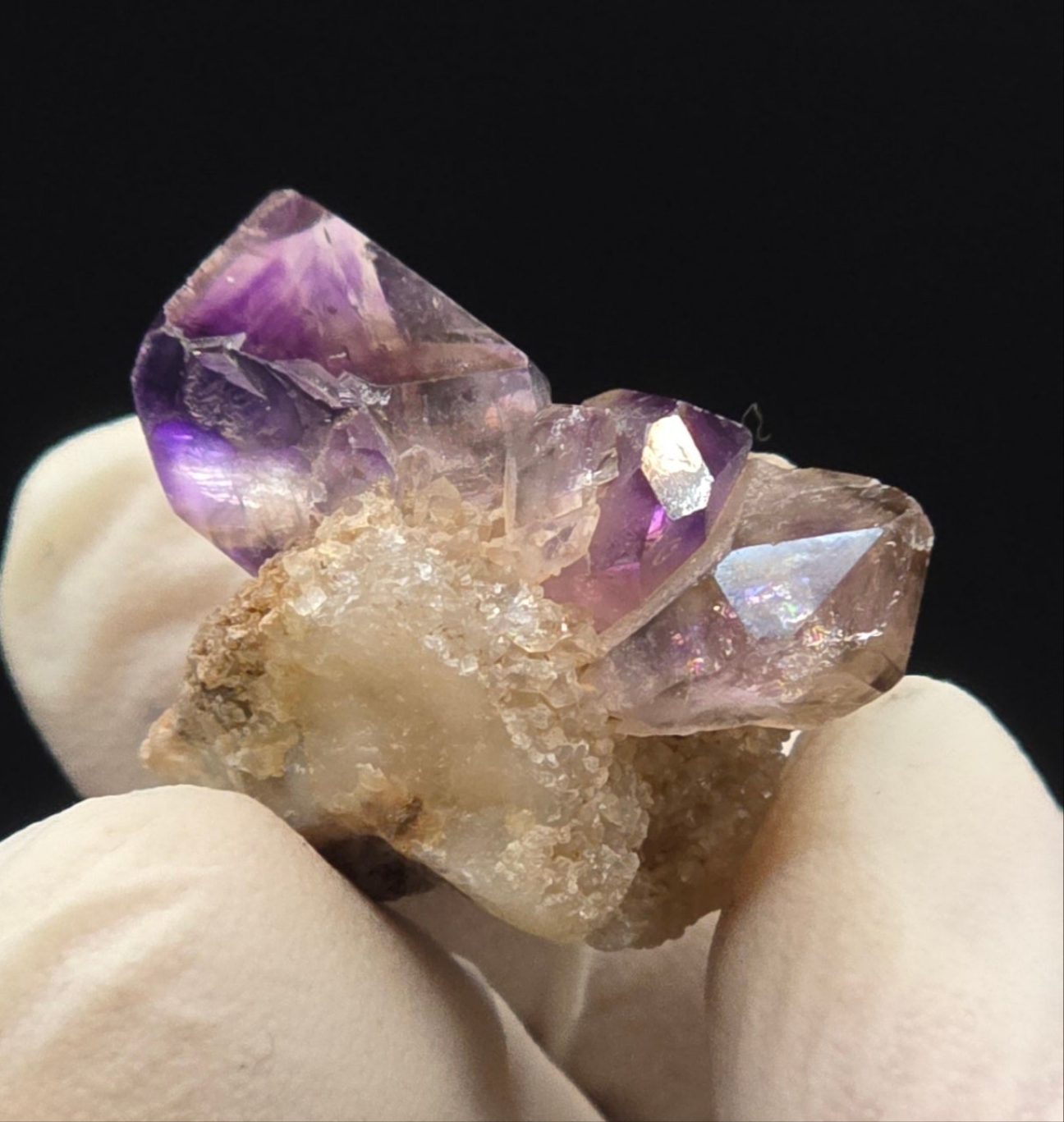 Shangaan Phantom Amethyst On Quartz over Calcite Matrix! Zimbabwe