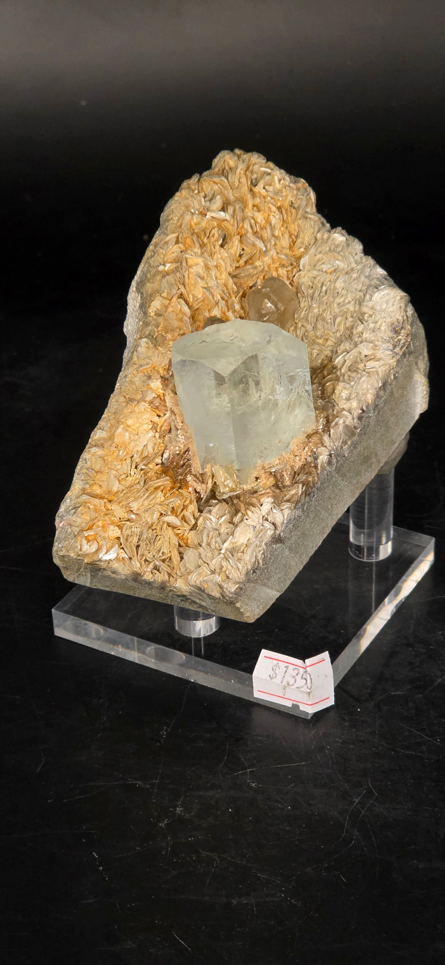 Erongo Region Namibian Aquamarine Matrix w/ Beautiful Micha, Quartz, Stunning UV/PL Calcite Coating, and Fluorite.As the primary crystals
