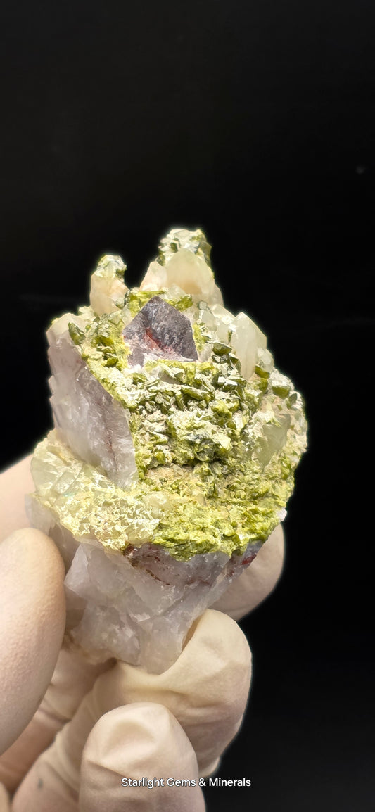Beautiful Epadote Forest on Super Seven Quartz Matrix from Brazil!