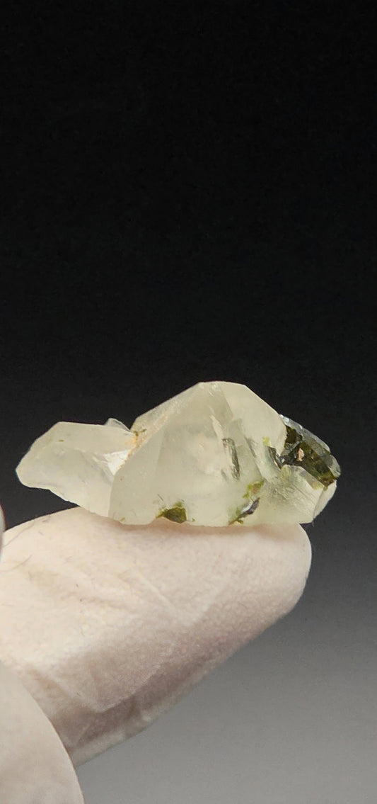 Brazilian S7 Sulfopyright Quartz Button w/ Epidote Blade Inclusions!
