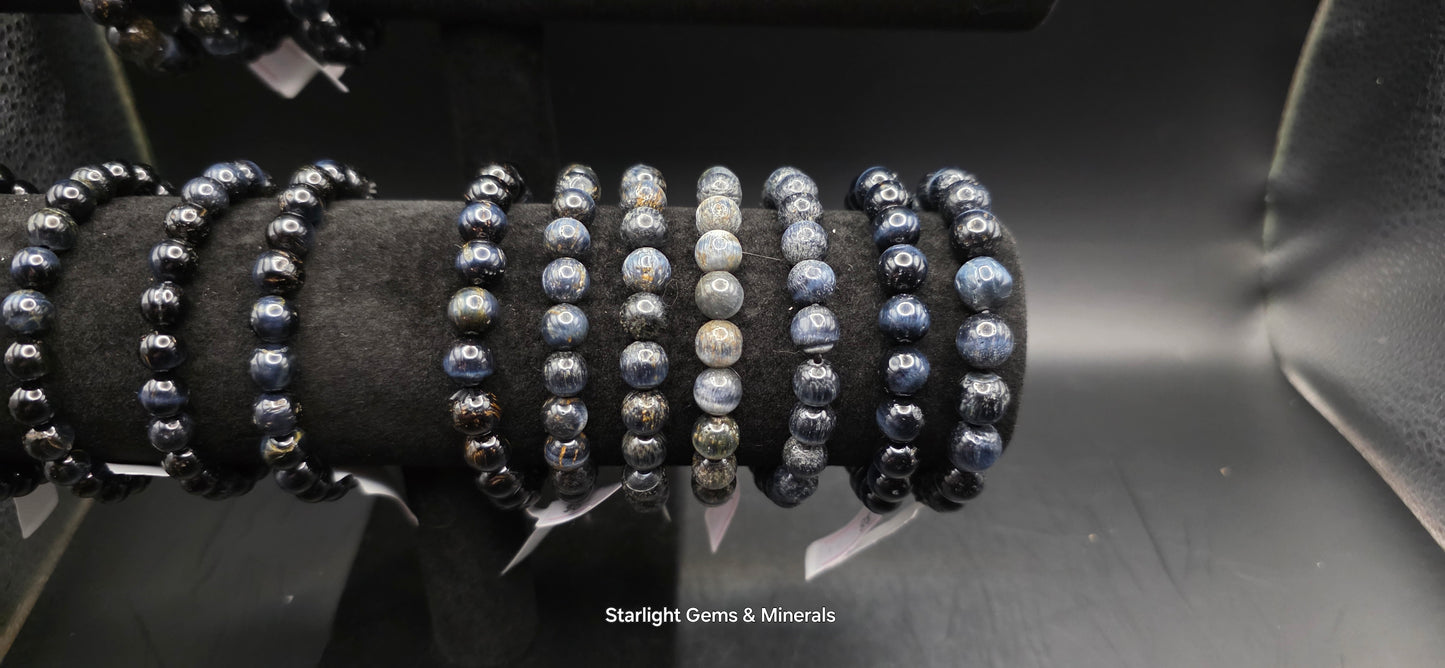 Vivid Blue Tiger Eye Bracelet, (M).