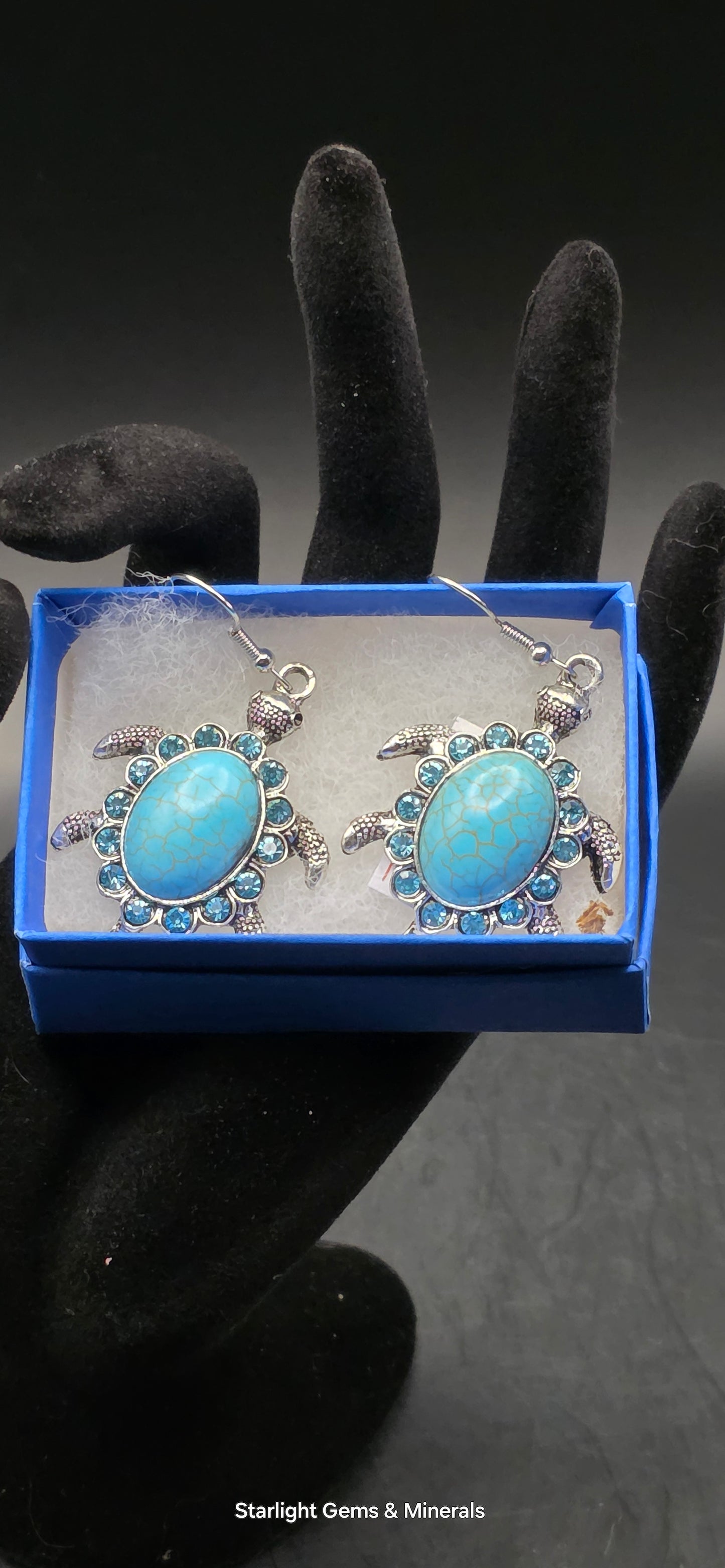 Silver Plated, Turquoise Turtle Earrings!