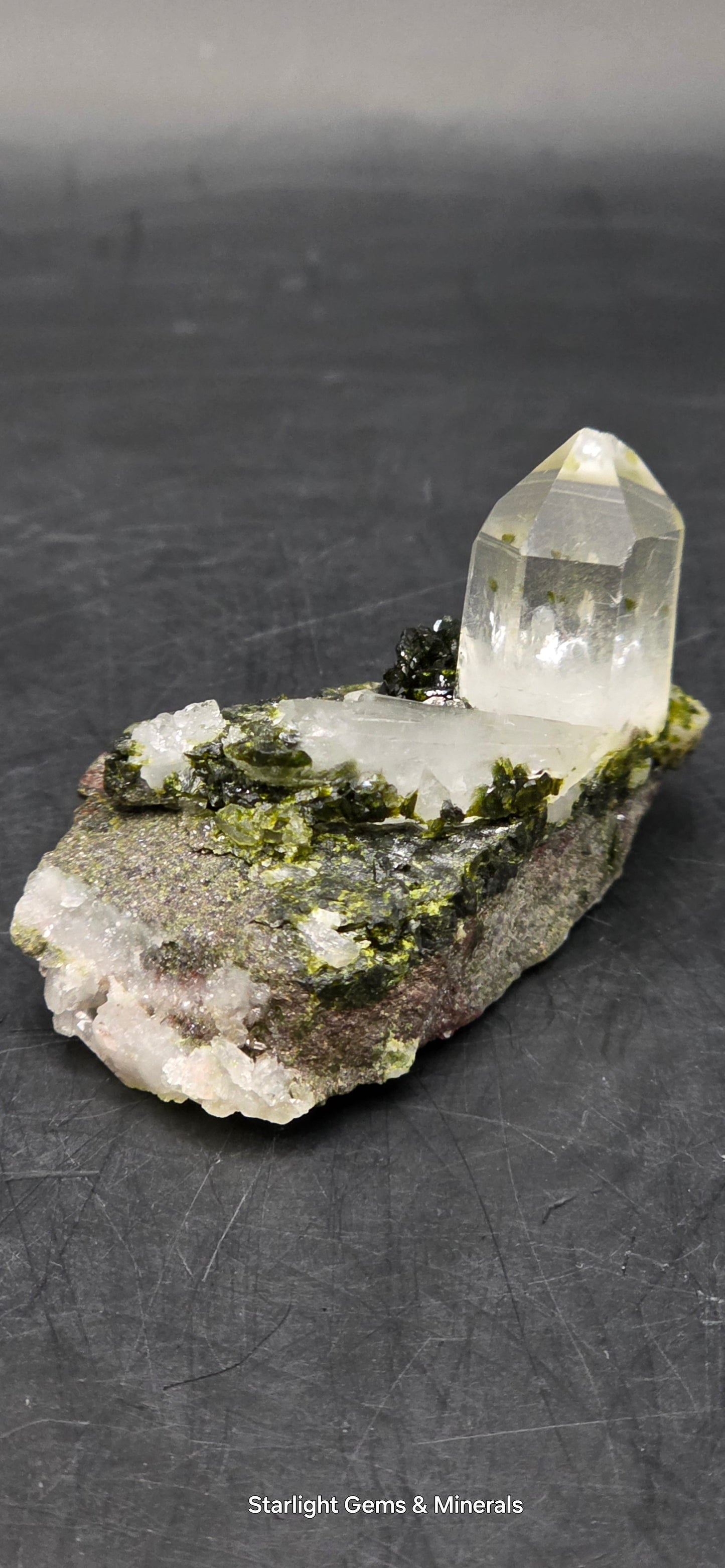 Super Seven Lumarian Phantom Quartz w/ Epidote Inclusions, on Matrix, w/ Coderite Bloom! Brazil