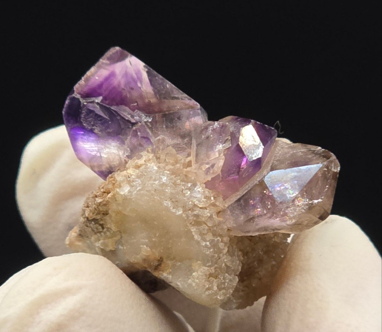 Shangaan Phantom Amethyst On Quartz over Calcite Matrix! Zimbabwe