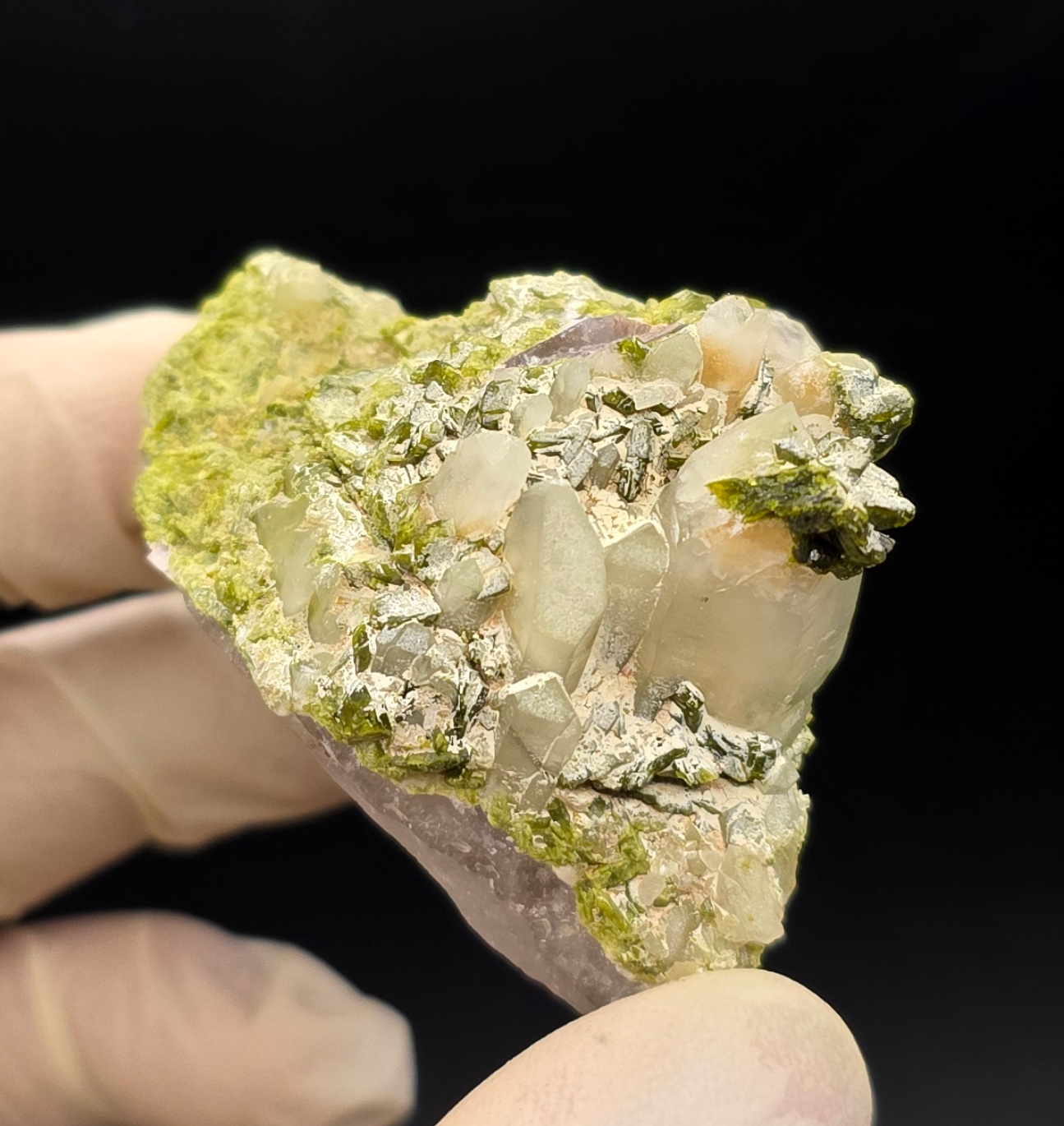 Beautiful Epadote Forest on Super Seven Quartz Matrix from Brazil!