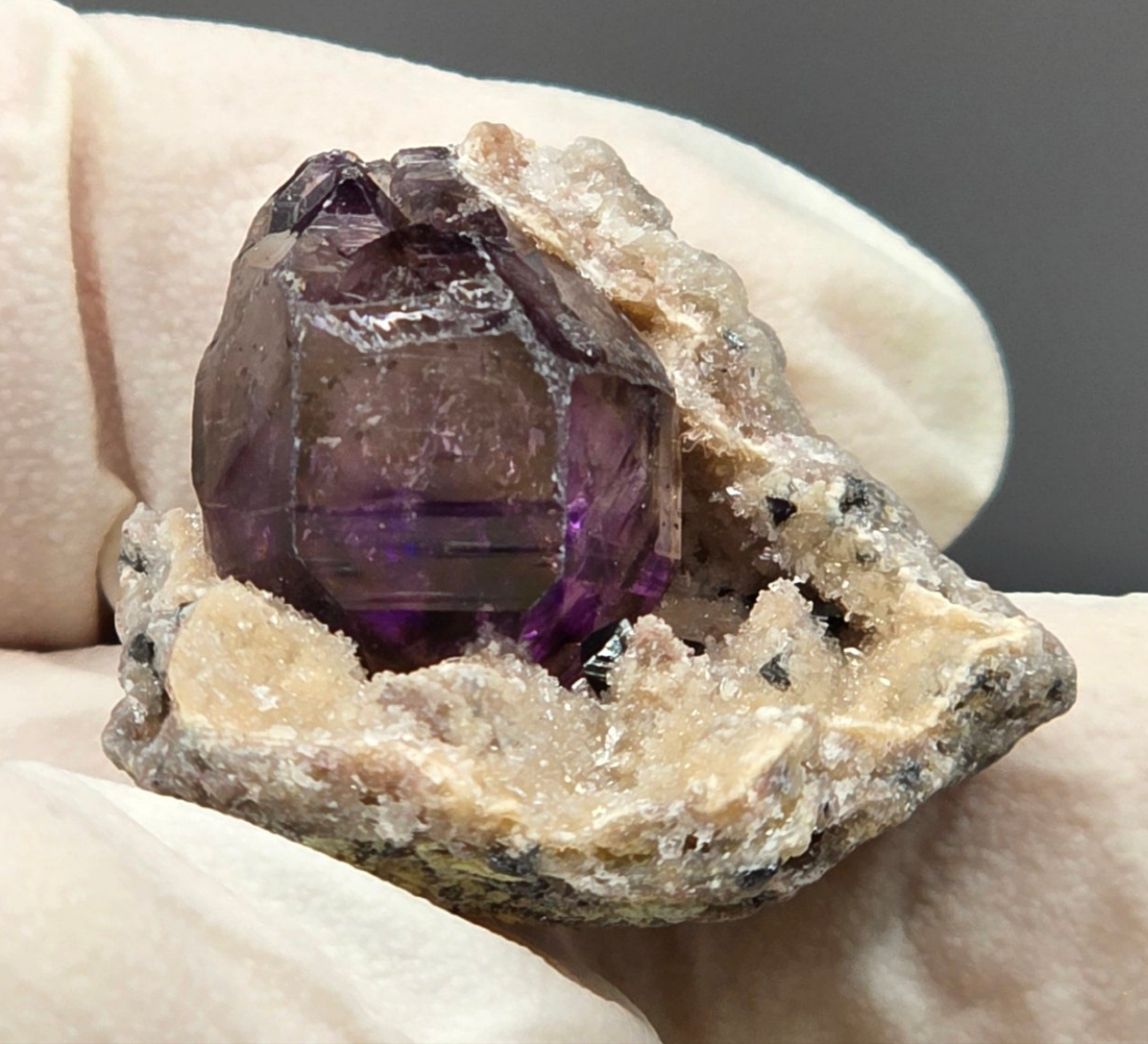 Shangaan Phantom Amethyst on Calcite Matrix Zimbabwe
