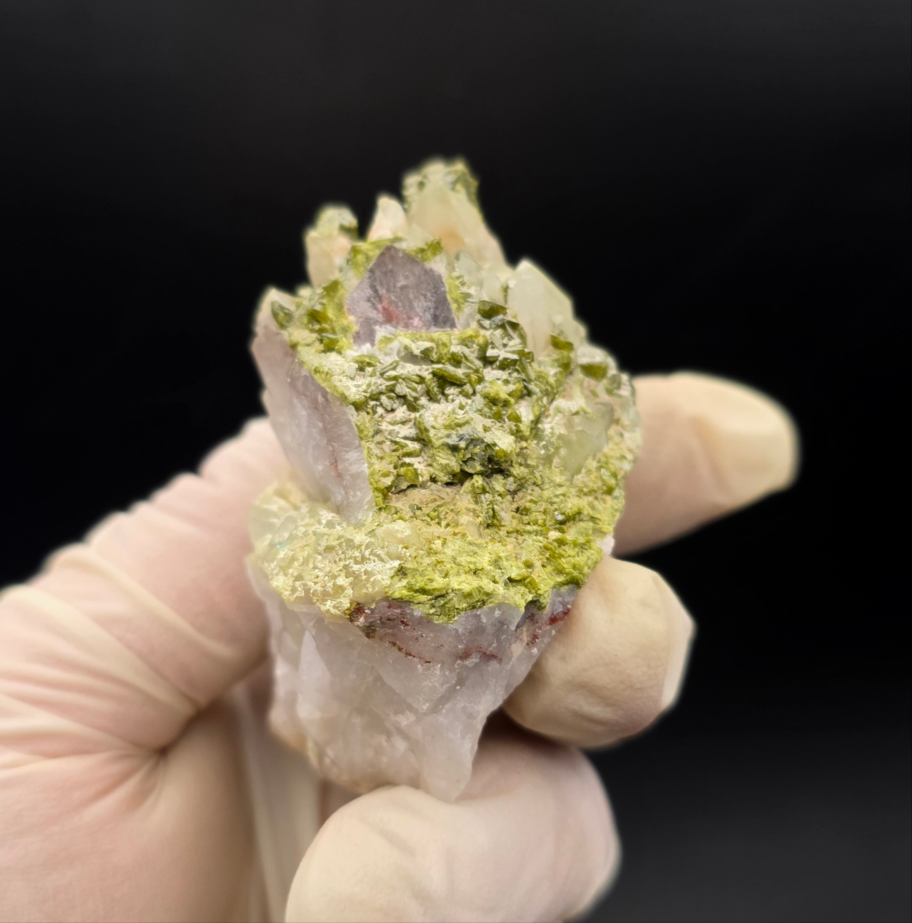 Beautiful Epadote Forest on Super Seven Quartz Matrix from Brazil!