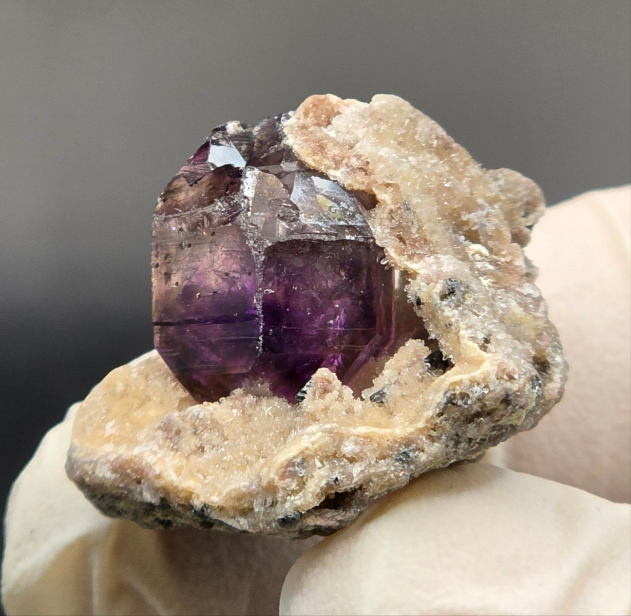 Shangaan Phantom Amethyst on Calcite Matrix Zimbabwe