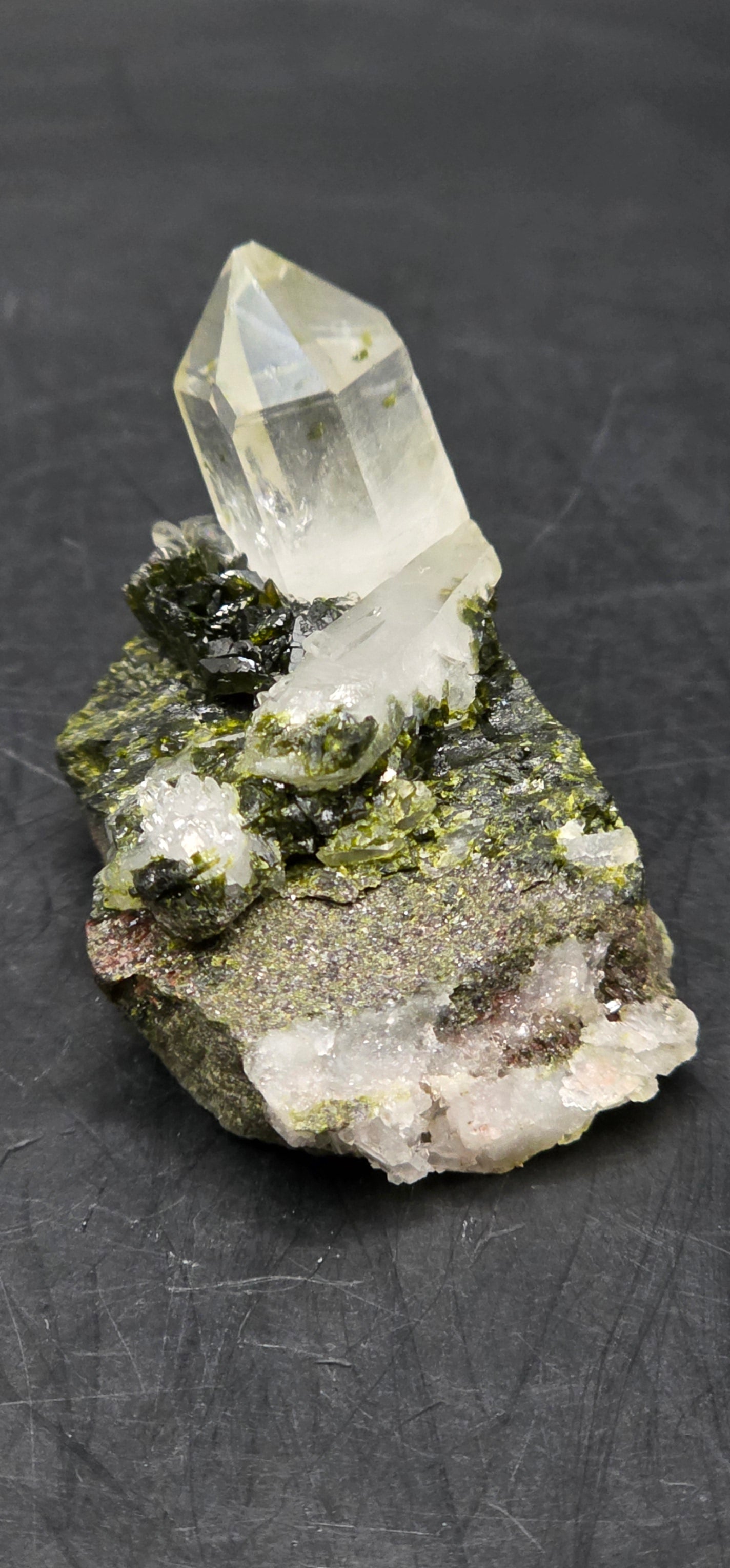 Super Seven Lumarian Phantom Quartz w/ Epidote Inclusions, on Matrix, w/ Coderite Bloom! Brazil