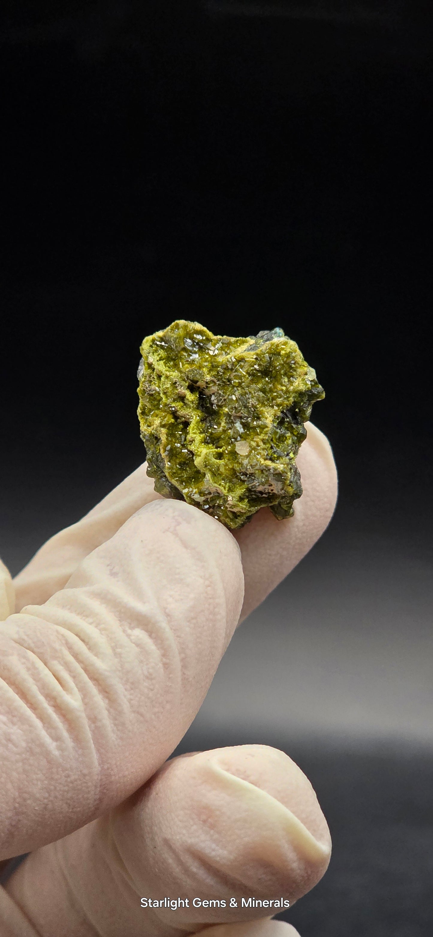 Mini Brazilian S7 Quartz on Epidote Matrix, Button!