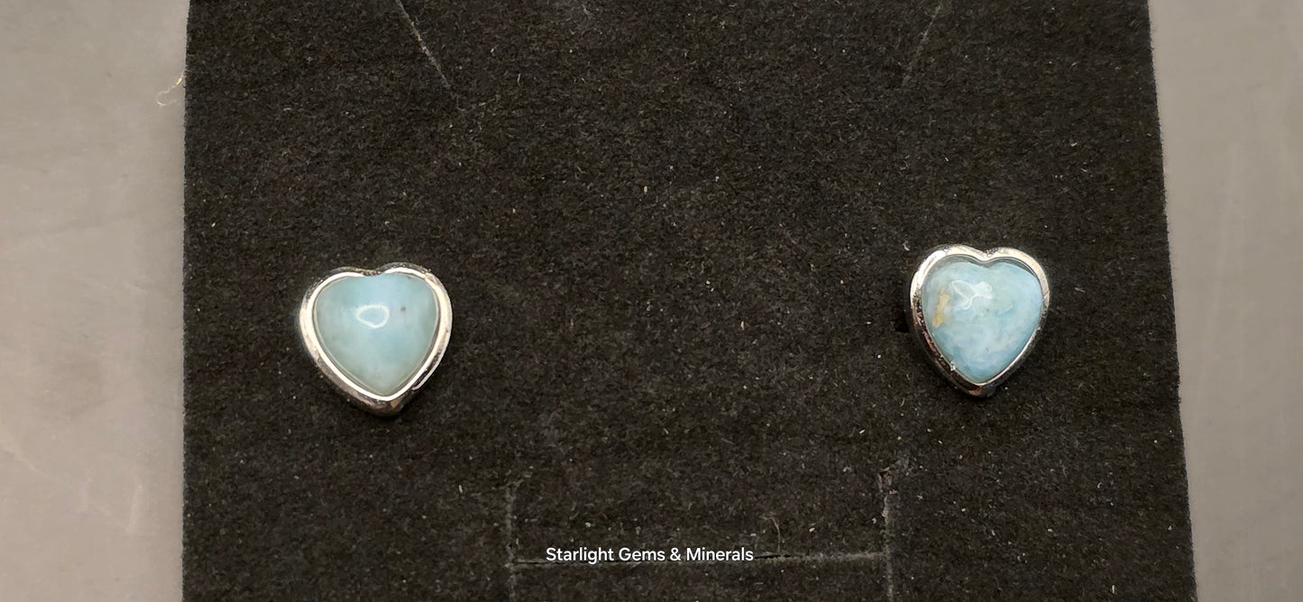 Larimar Heart Studs!