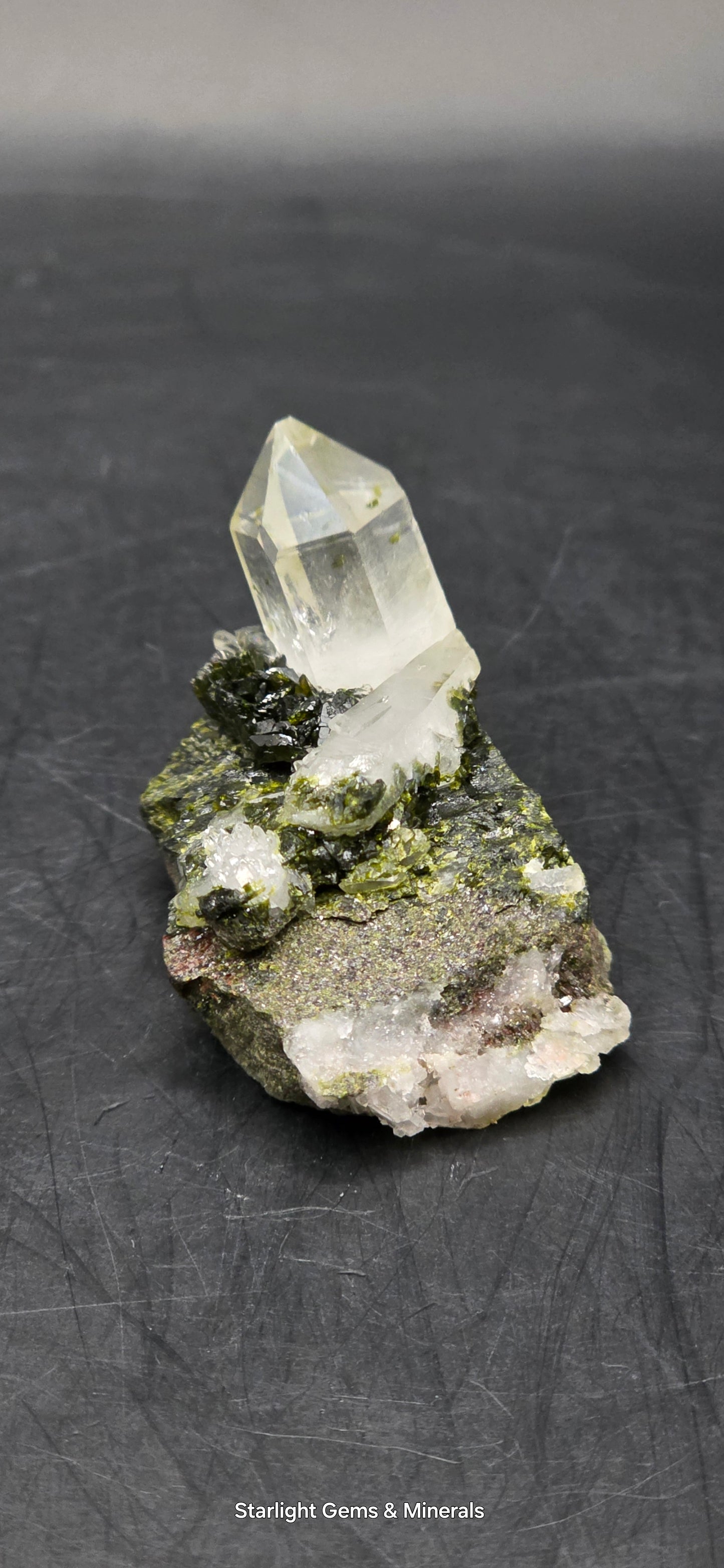 Super Seven Lumarian Phantom Quartz w/ Epidote Inclusions, on Matrix, w/ Coderite Bloom! Brazil