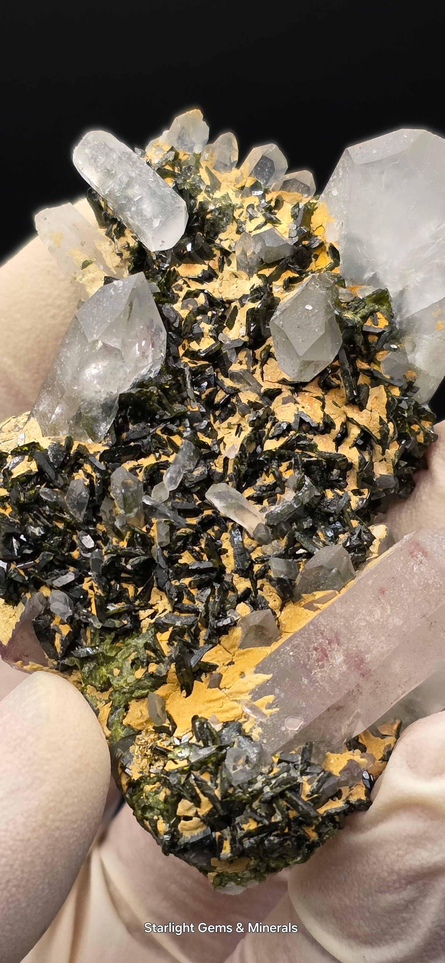 Stunning Super Seven Faden Quartz on Epidote Blade Matrix from Brazil!