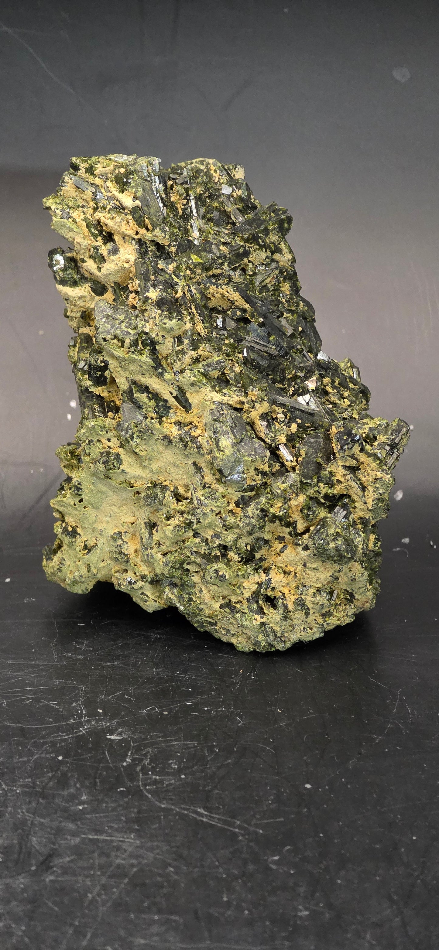 Green Tourmaline Matrix w/Epidote - Brazil *2