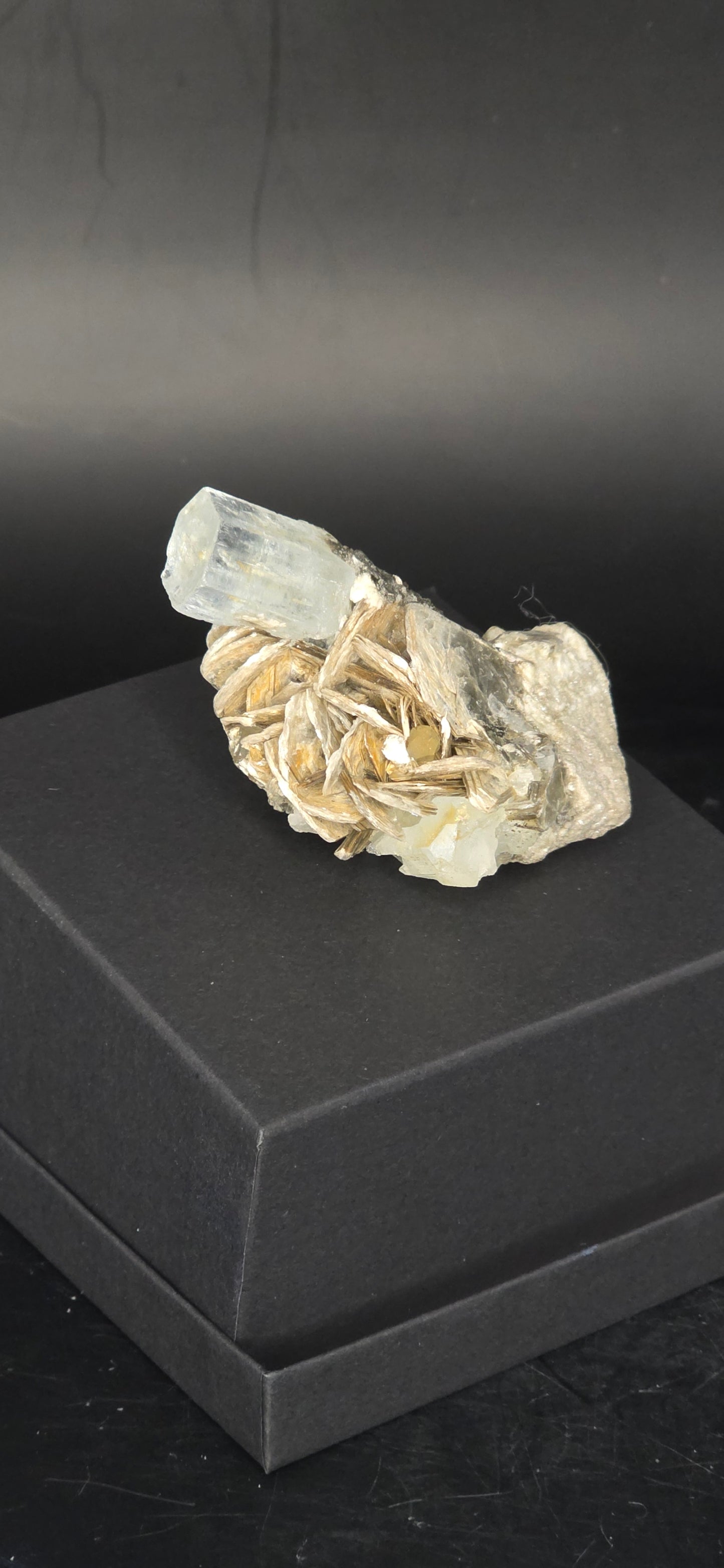 Erongo Region Namibian Aquamarine Matrix w/ Beautiful Micha, Quartz, Stunning UV/PL Calcite Coating, and Fluorite.As the primary crystals