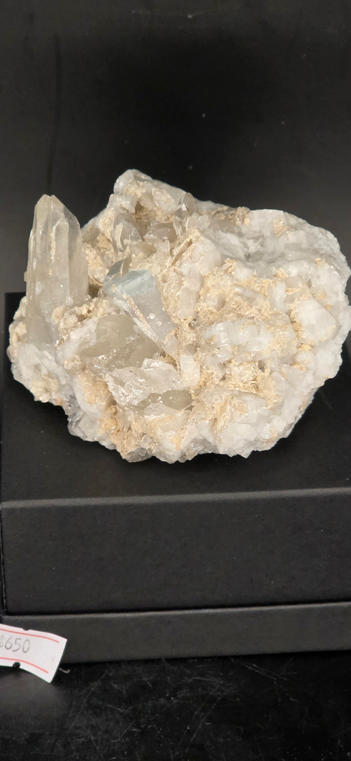 Erongo Region Namibian Aquamarine Matrix w/ Beautiful Micha, Quartz, Stunning UV/PL Calcite Coating, and Fluorite.As the primary crystals