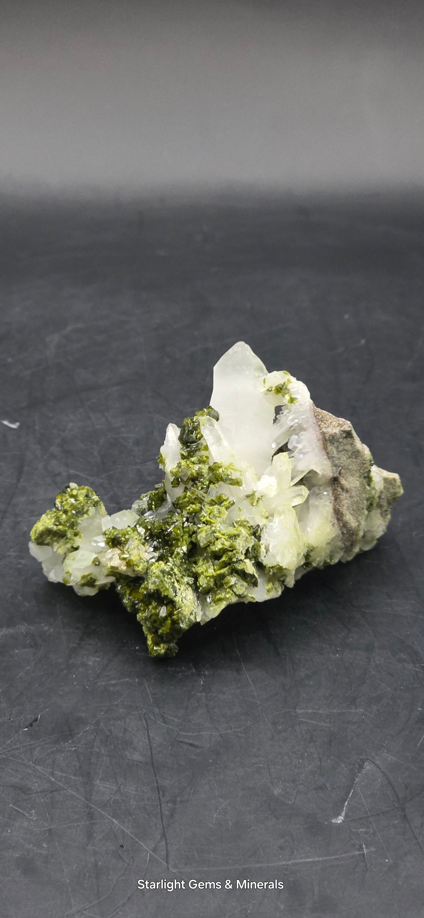 Brazilian Super Seven Coderite Quartz cluster w/ Epidote on Matrix!