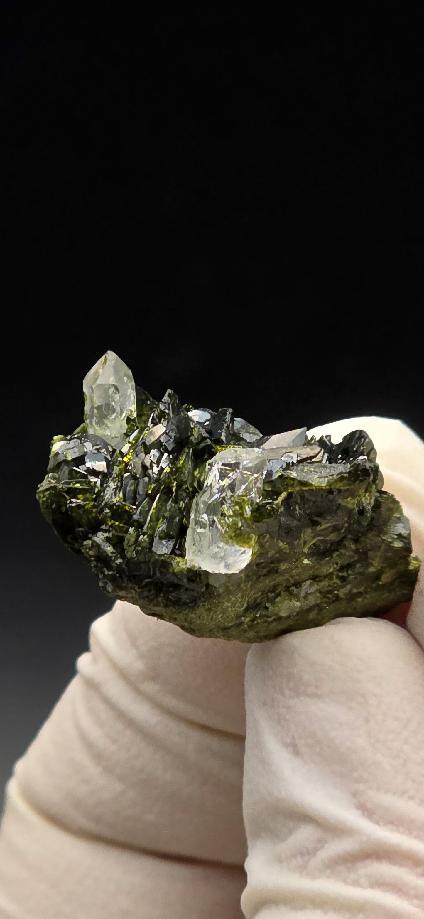 Brazilian S7 Quartz on Epidote Matrix Button!