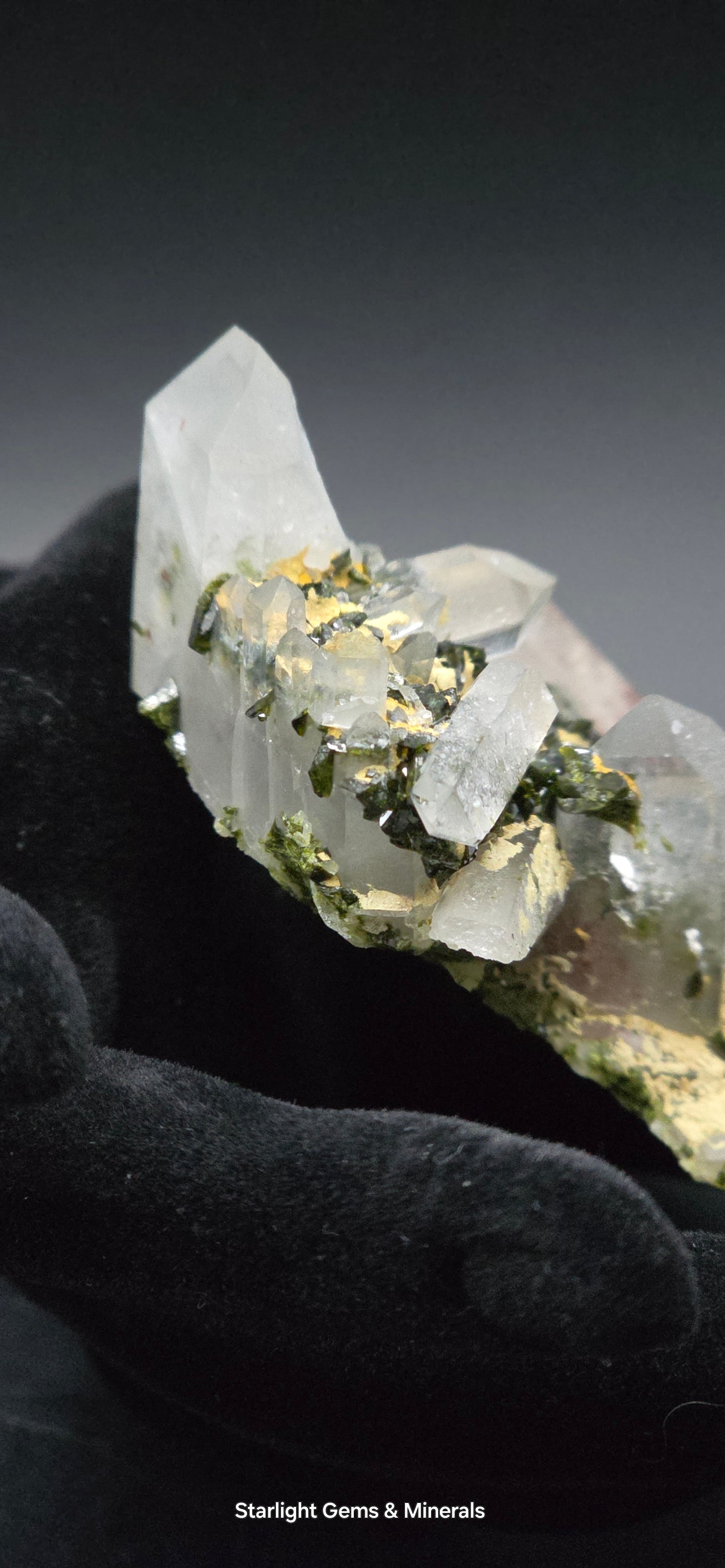Stunning Super Seven Faden Quartz on Epidote Blade Matrix from Brazil!