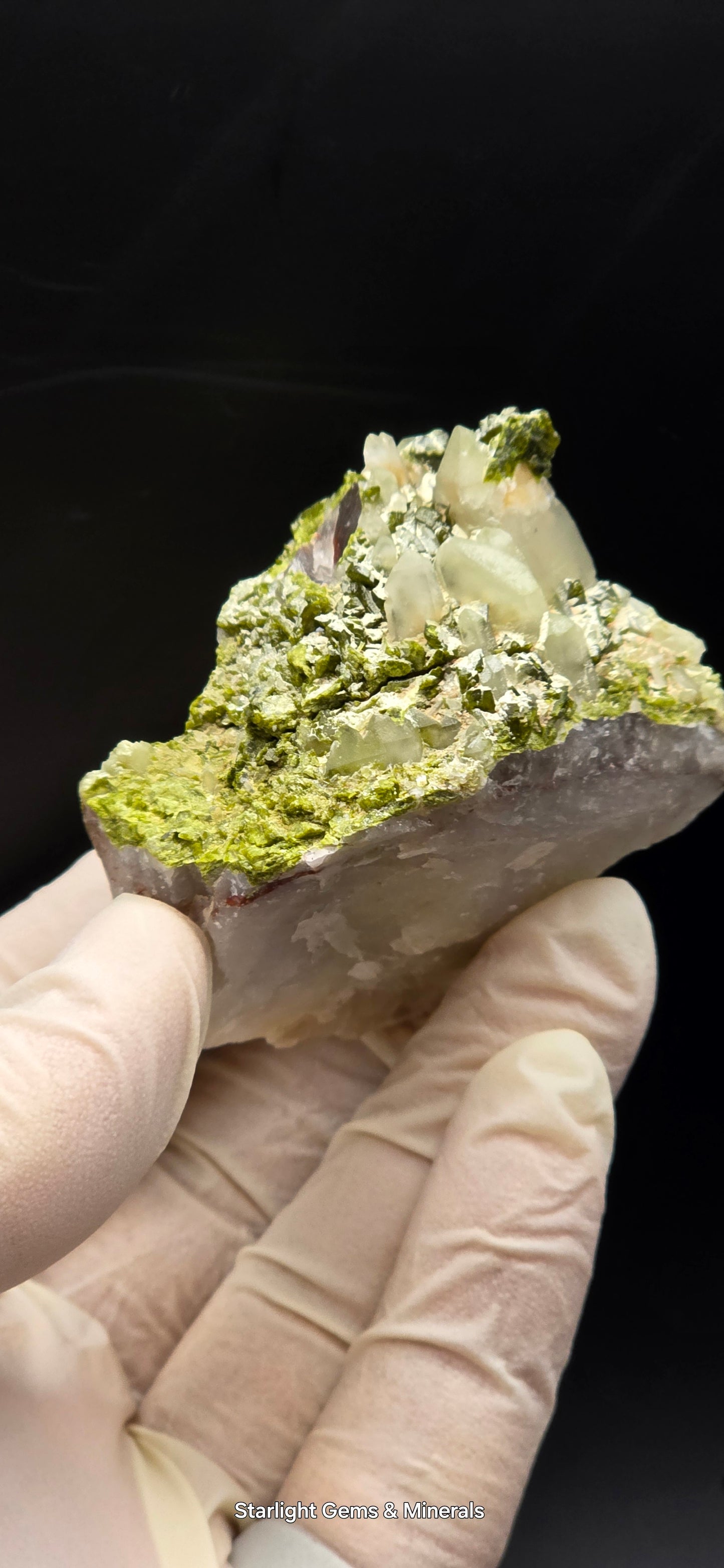 Beautiful Epadote Forest on Super Seven Quartz Matrix from Brazil!