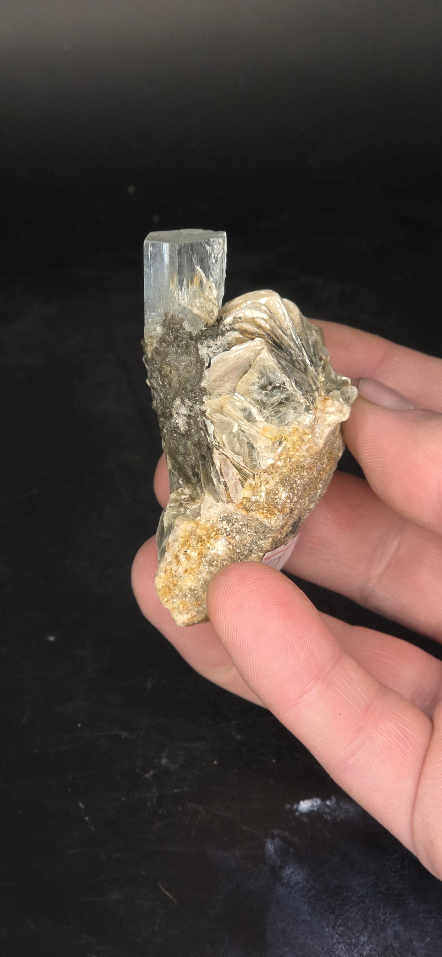 Erongo Region Namibian Aquamarine Matrix w/ Beautiful Micha, Quartz, Stunning UV/PL Calcite Coating, and Fluorite.As the primary crystals