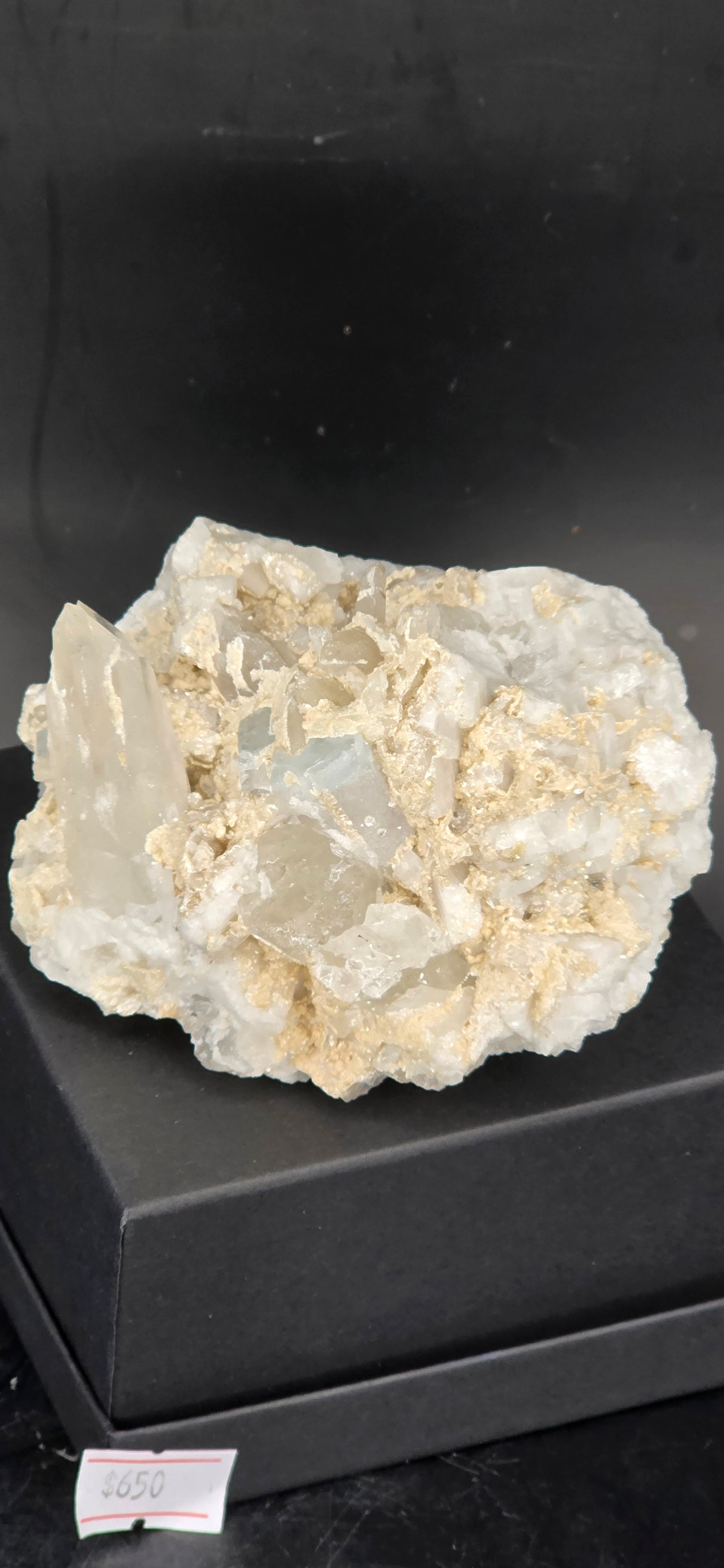 Erongo Region Namibian Aquamarine Matrix w/ Beautiful Micha, Quartz, Stunning UV/PL Calcite Coating, and Fluorite.As the primary crystals