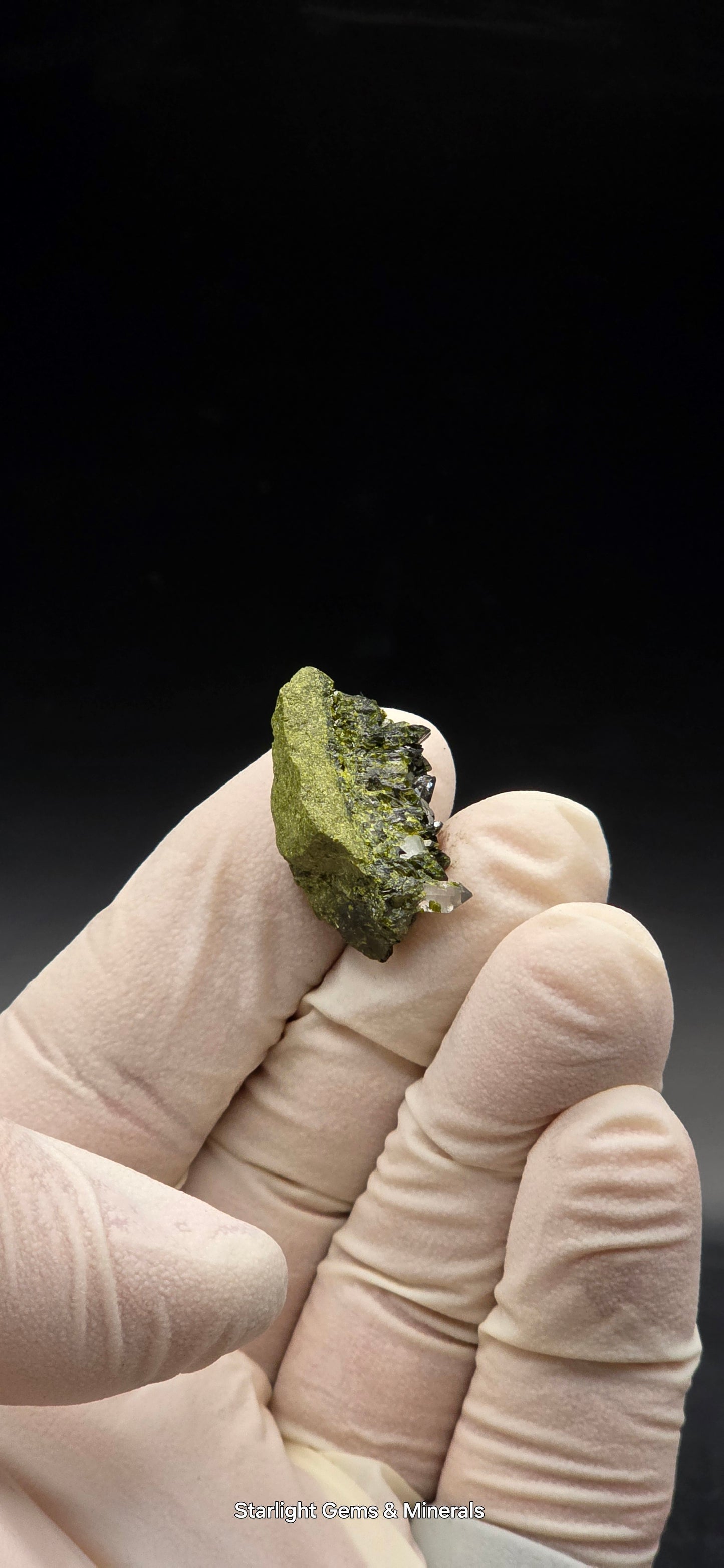 Brazilian S7 Quartz on Epidote Matrix Button!