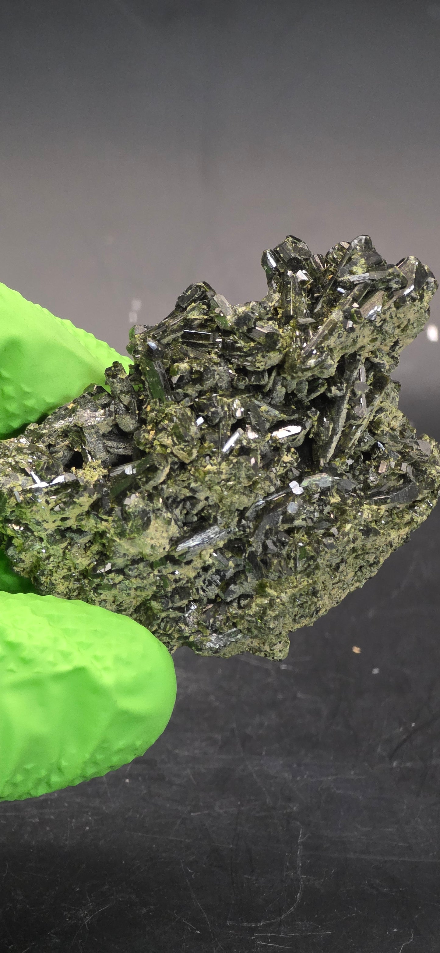Green Tourmaline Matrix w/Epidote - Brazil *4