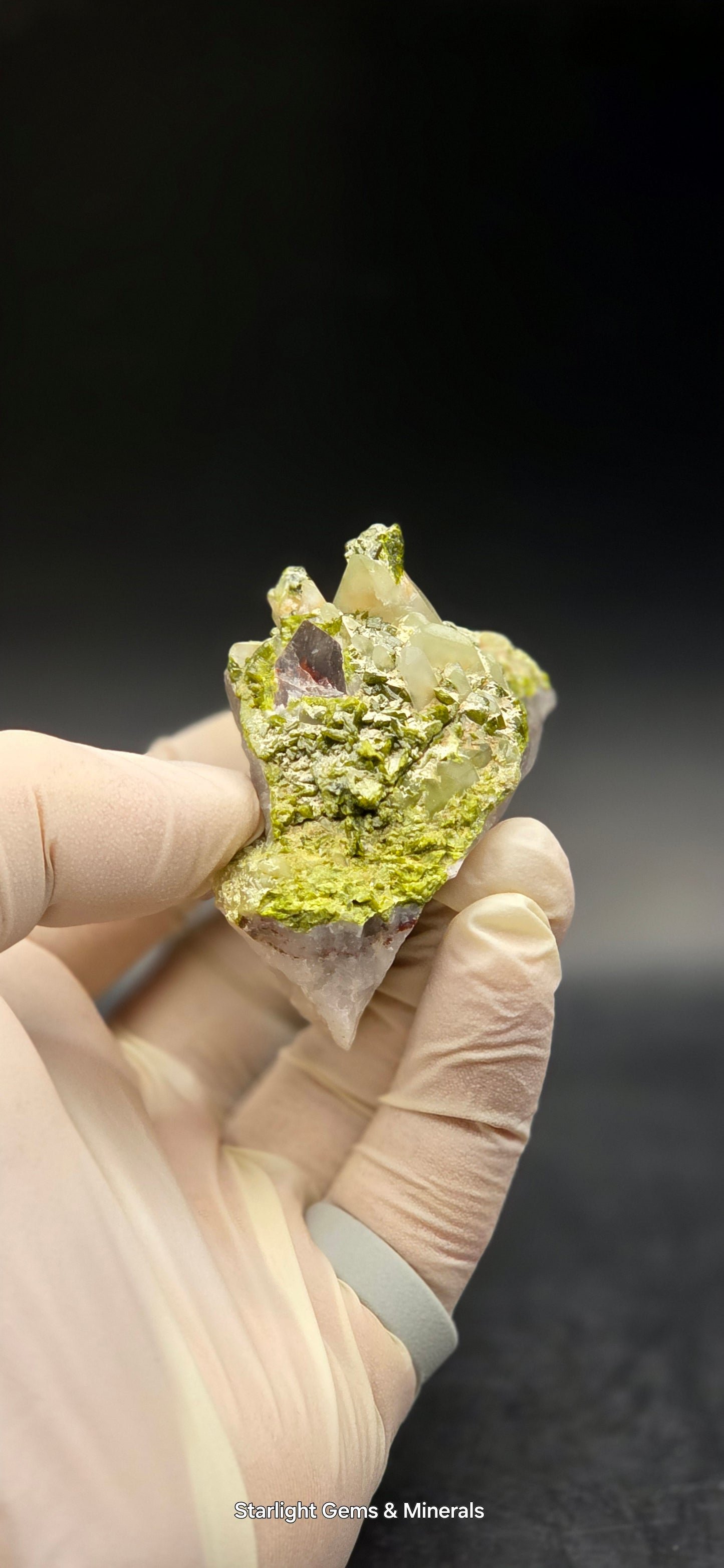 Beautiful Epadote Forest on Super Seven Quartz Matrix from Brazil!