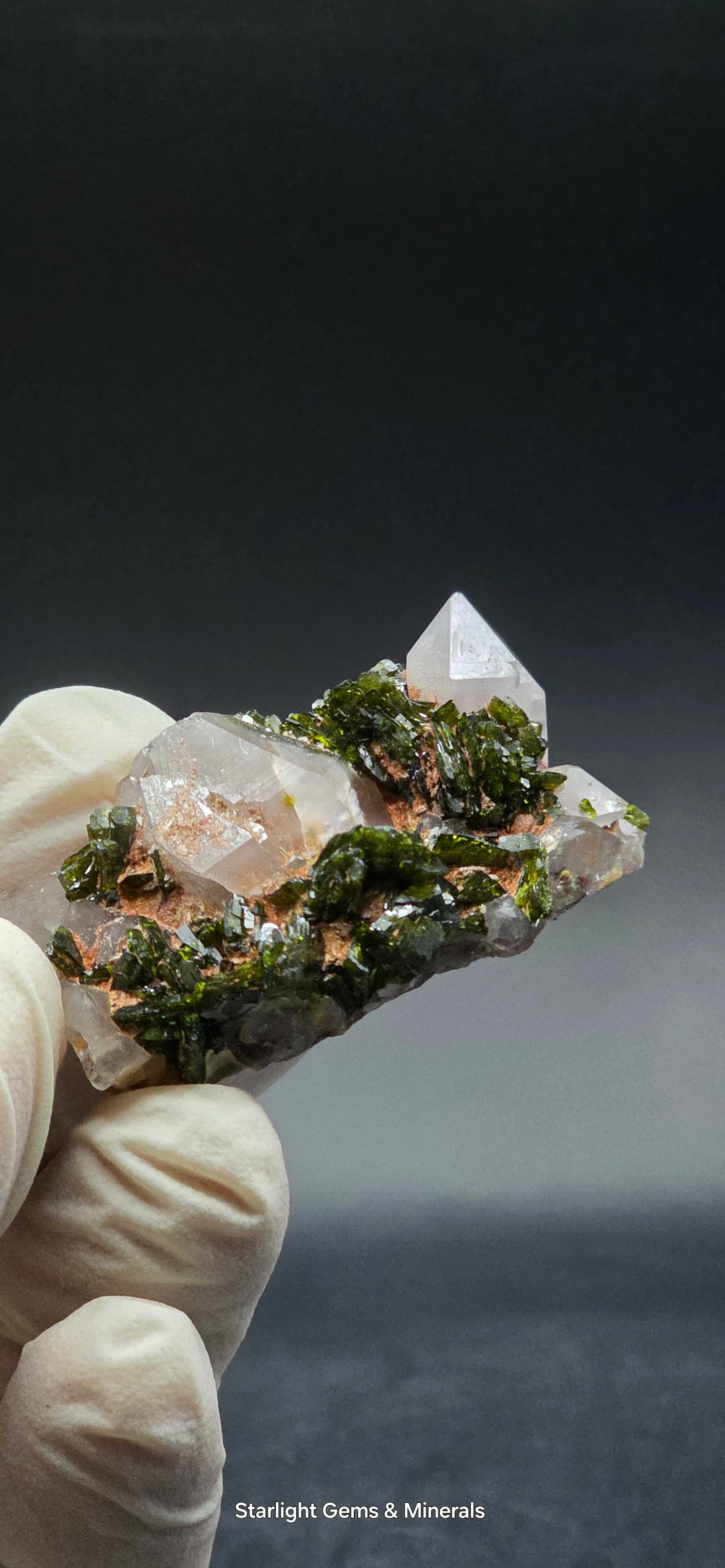 Brazilian Epidote on Phantom Sulfopyright Super Seven Quartz Matrix!