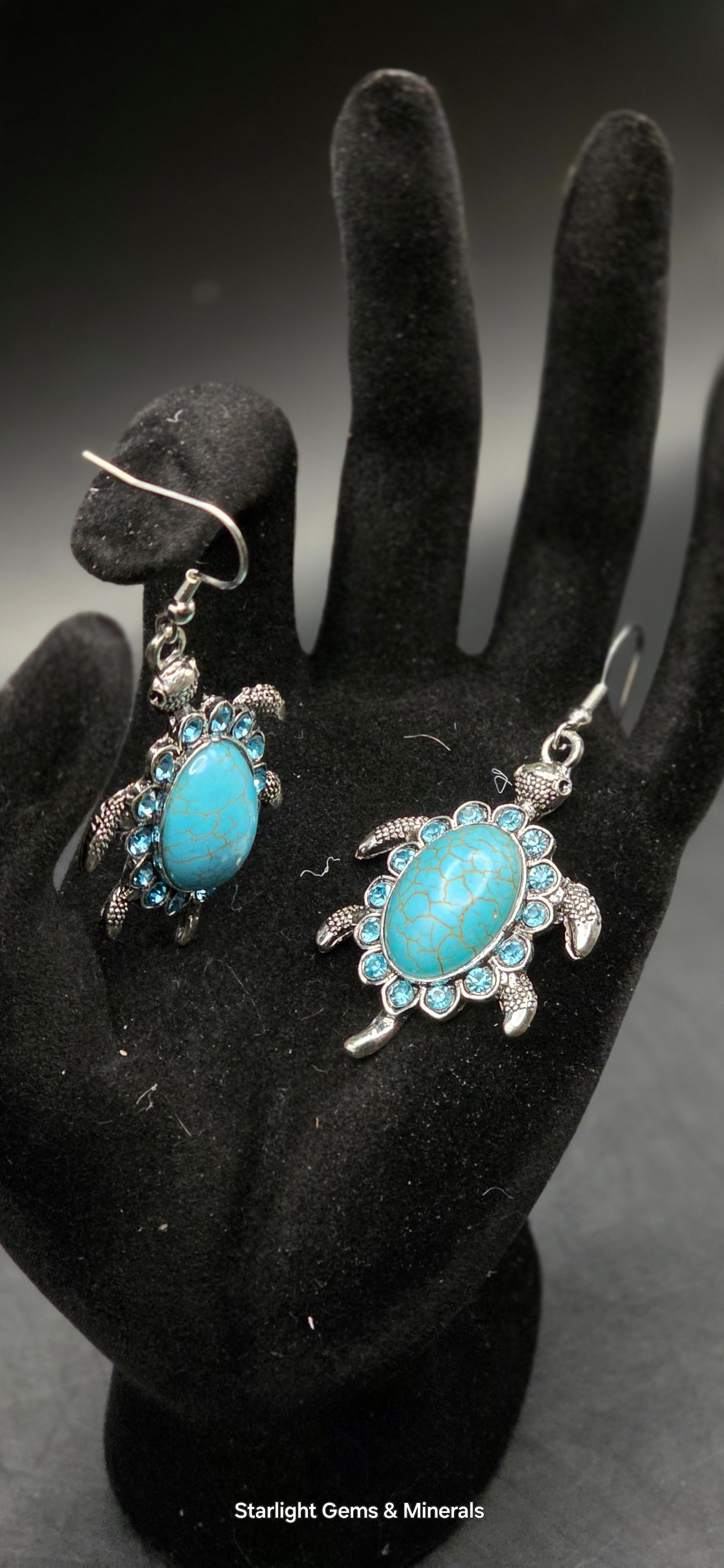 Silver Plated, Turquoise Turtle Earrings!