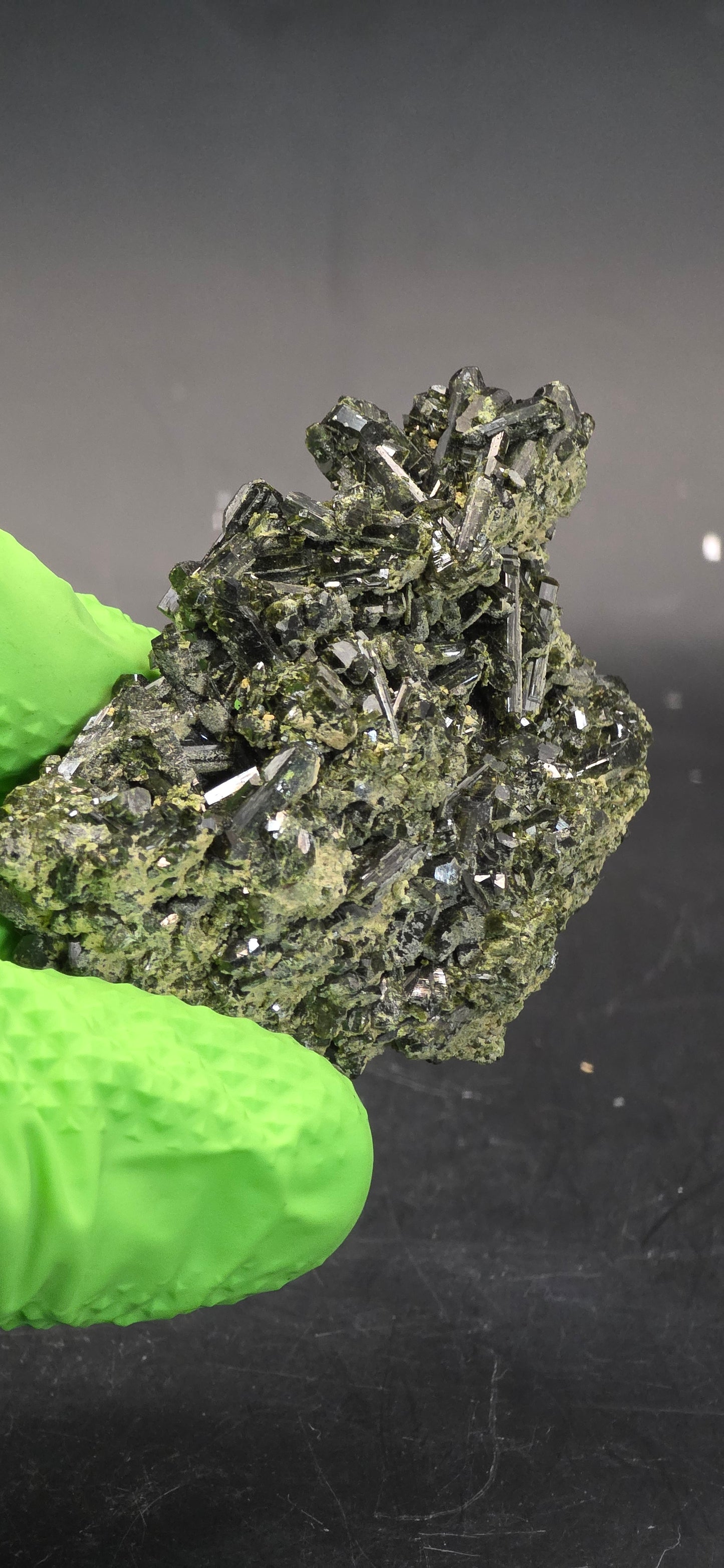 Green Tourmaline Matrix w/Epidote - Brazil *4