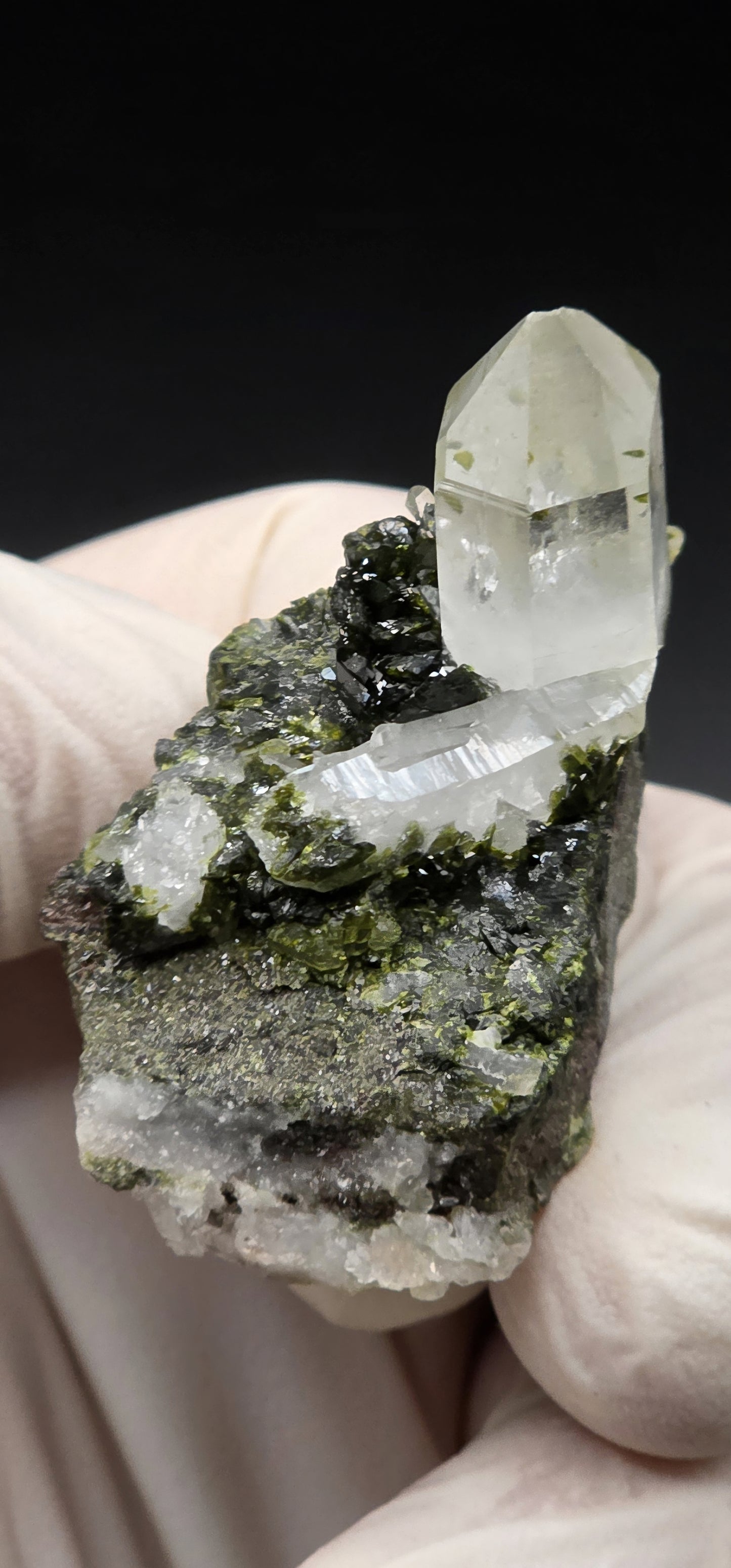 Super Seven Lumarian Phantom Quartz w/ Epidote Inclusions, on Matrix, w/ Coderite Bloom! Brazil