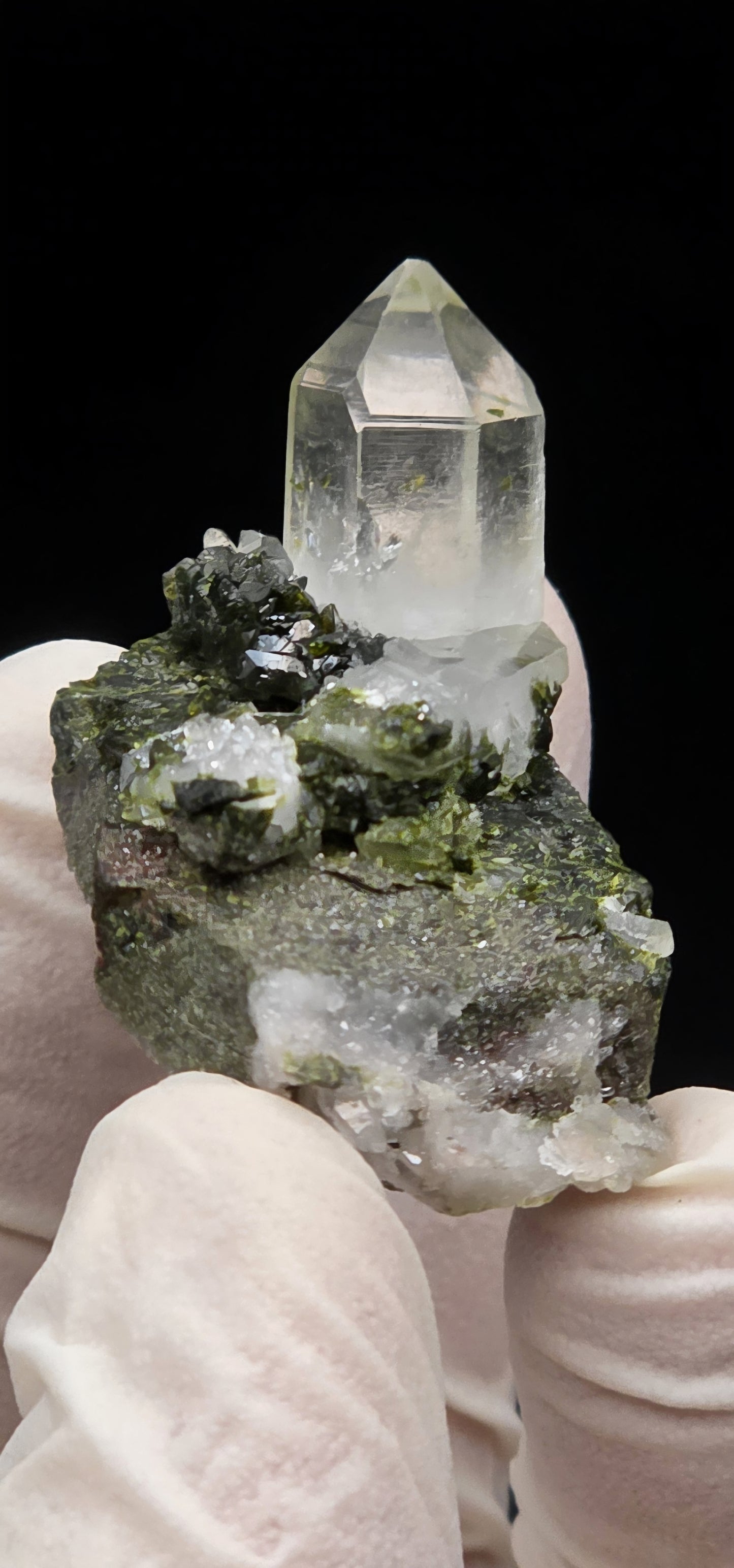 Super Seven Lumarian Phantom Quartz w/ Epidote Inclusions, on Matrix, w/ Coderite Bloom! Brazil