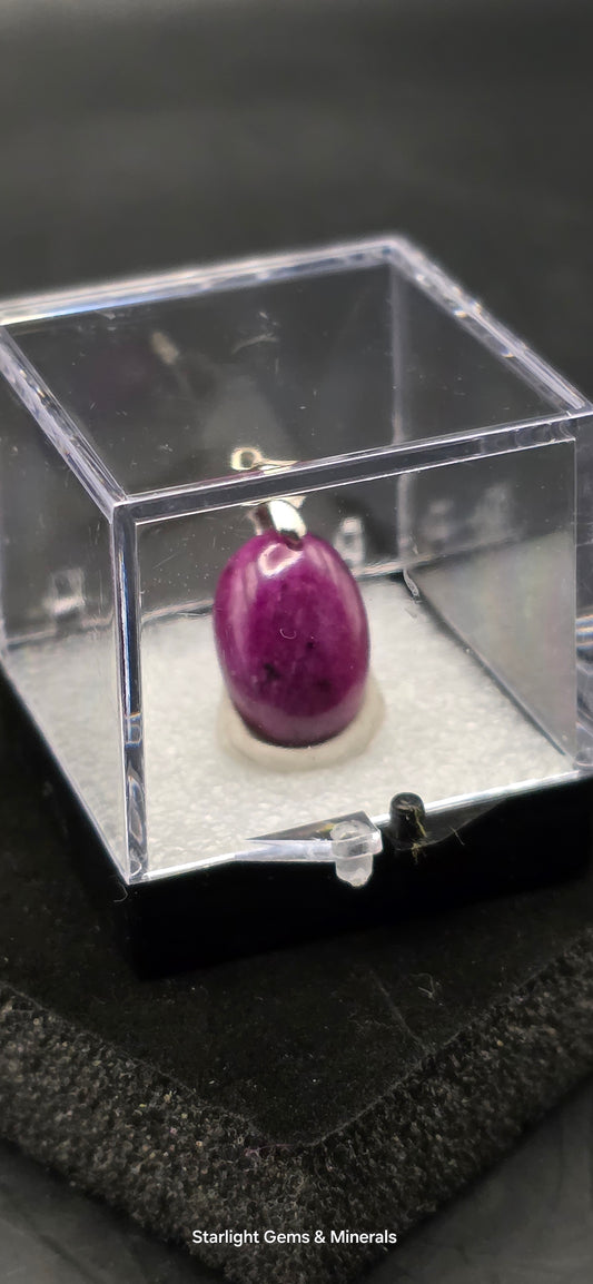 Natural Burma Ruby w/S-925 Pendant Loop. ☆UV!