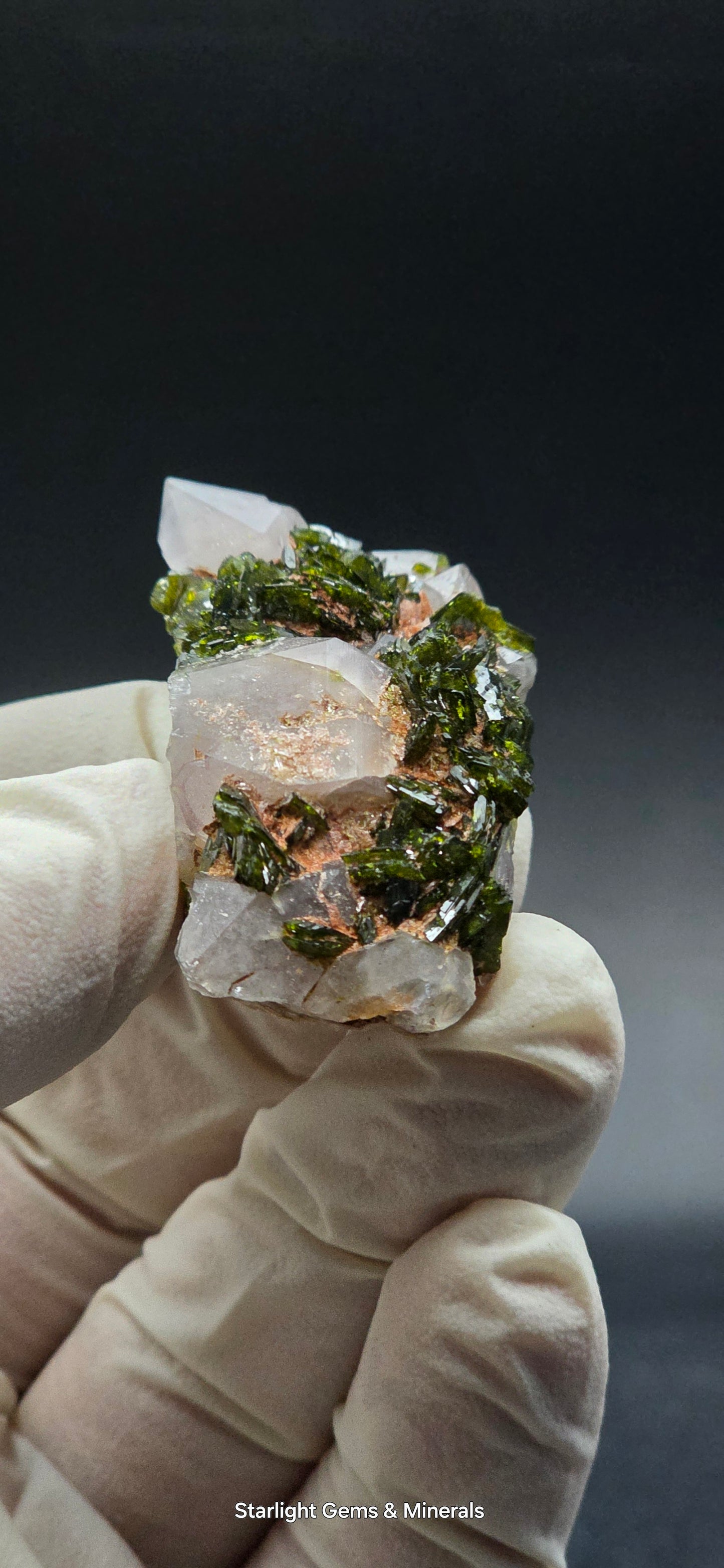 Brazilian Epidote on Phantom Sulfopyright Super Seven Quartz Matrix!