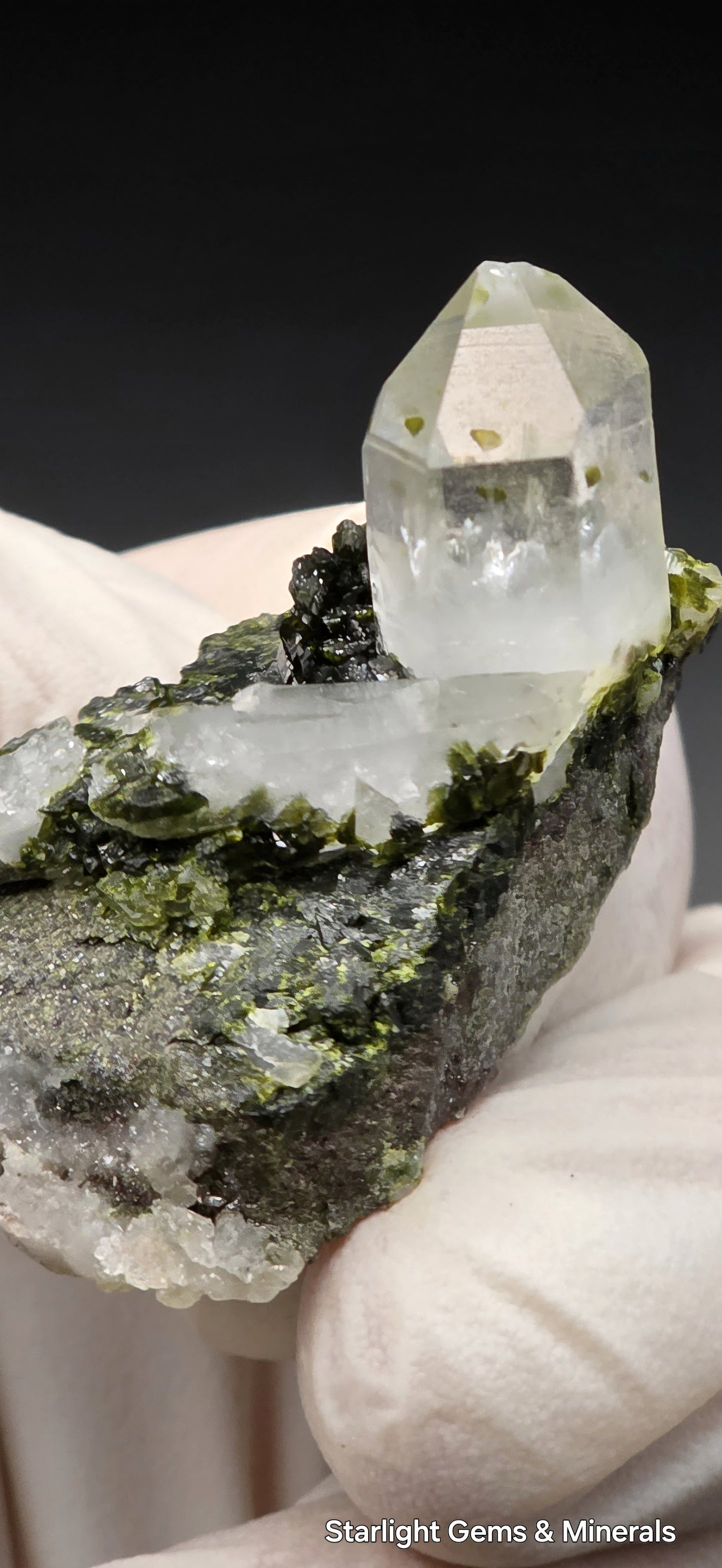 Super Seven Lumarian Phantom Quartz w/ Epidote Inclusions, on Matrix, w/ Coderite Bloom! Brazil