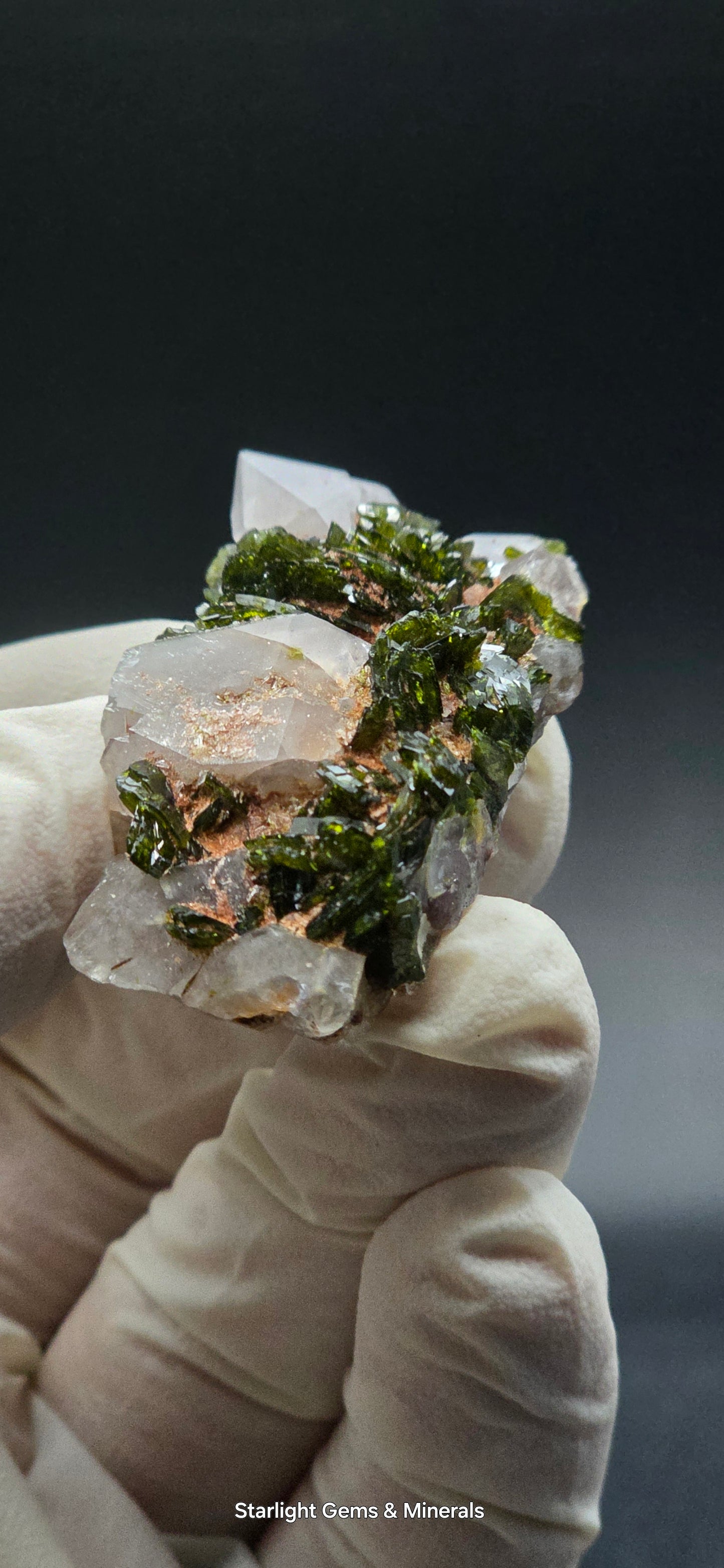 Brazilian Epidote on Phantom Sulfopyright Super Seven Quartz Matrix!