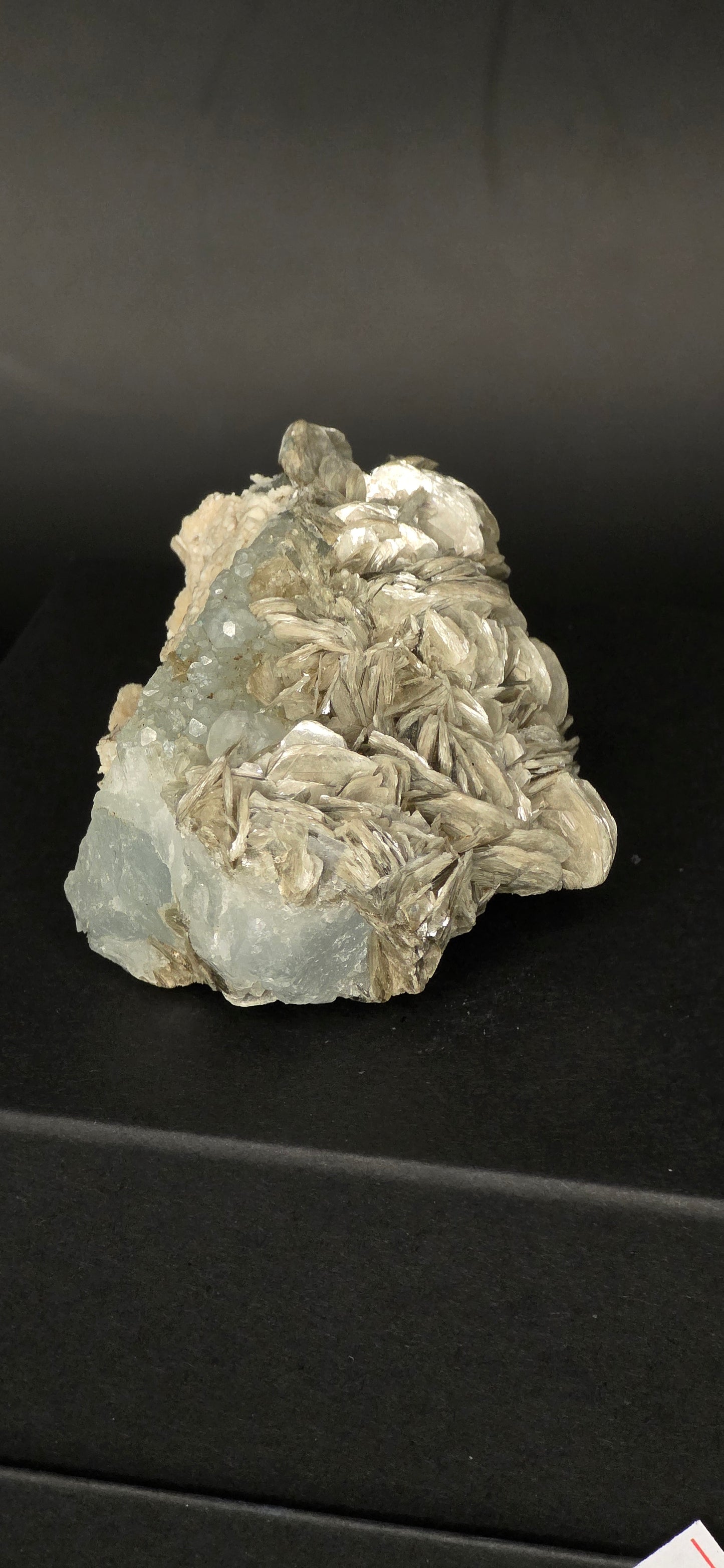 Erongo Region Namibian Aquamarine Matrix w/ Beautiful Micha, Quartz, Stunning UV/PL Calcite Coating, and Fluorite.As the primary crystals