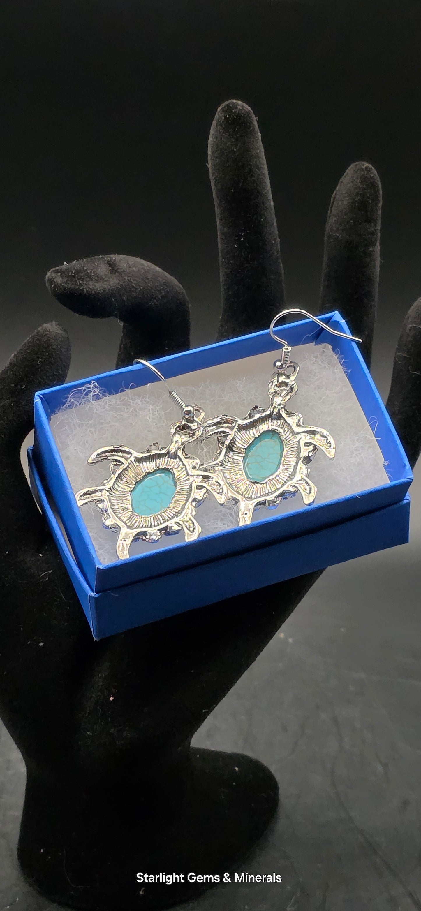 Silver Plated, Turquoise Turtle Earrings!