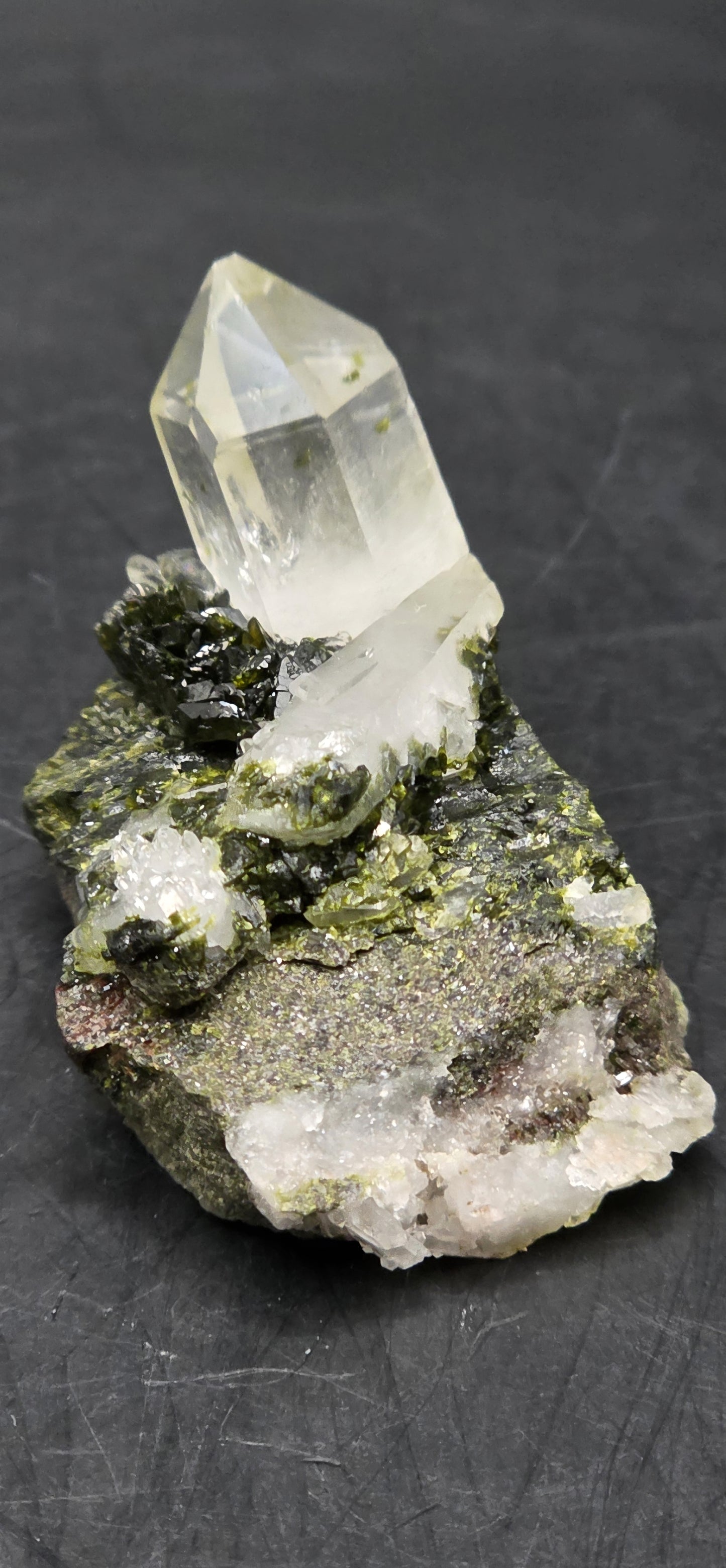 Super Seven Lumarian Phantom Quartz w/ Epidote Inclusions, on Matrix, w/ Coderite Bloom! Brazil