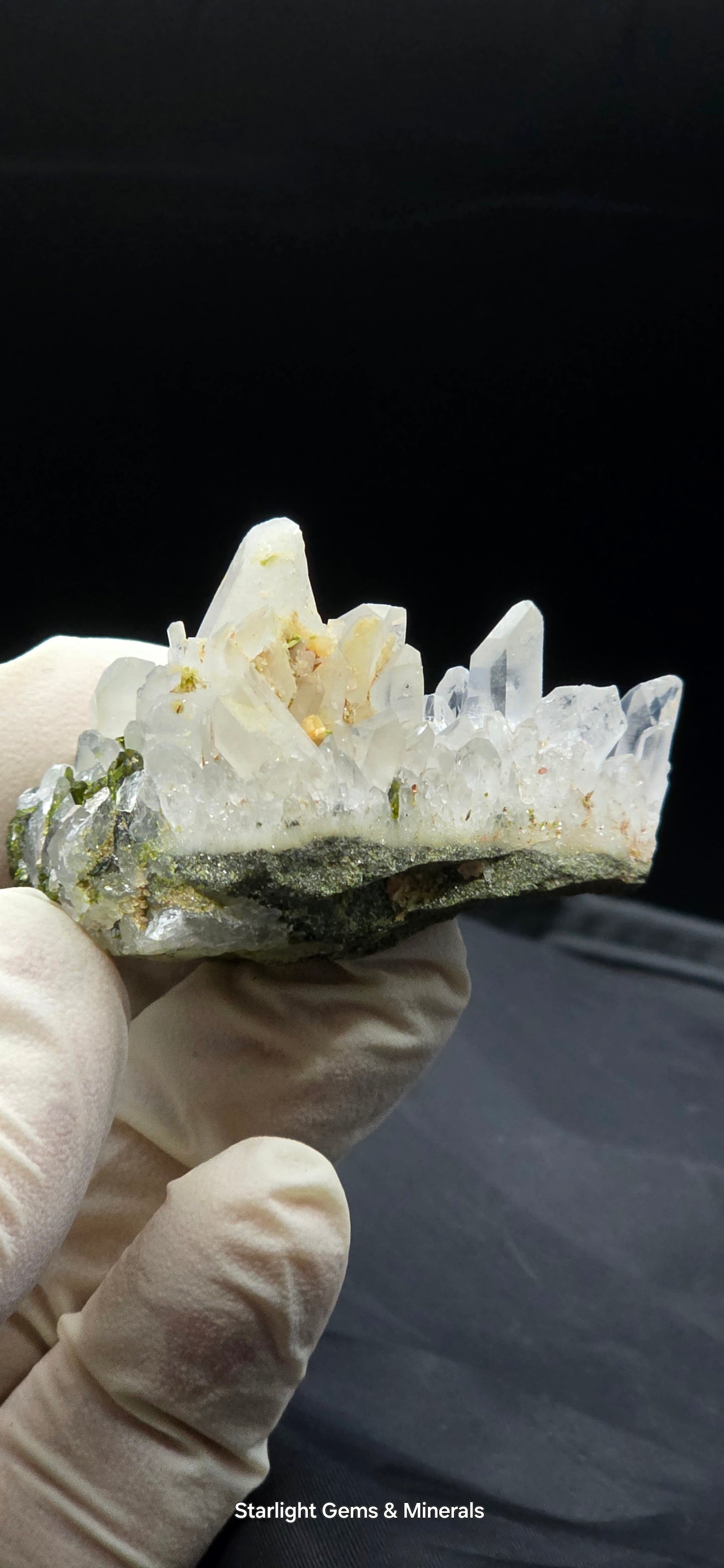 Brazilian Super Seven Quartz cluster w/ Epidote on Matrix!