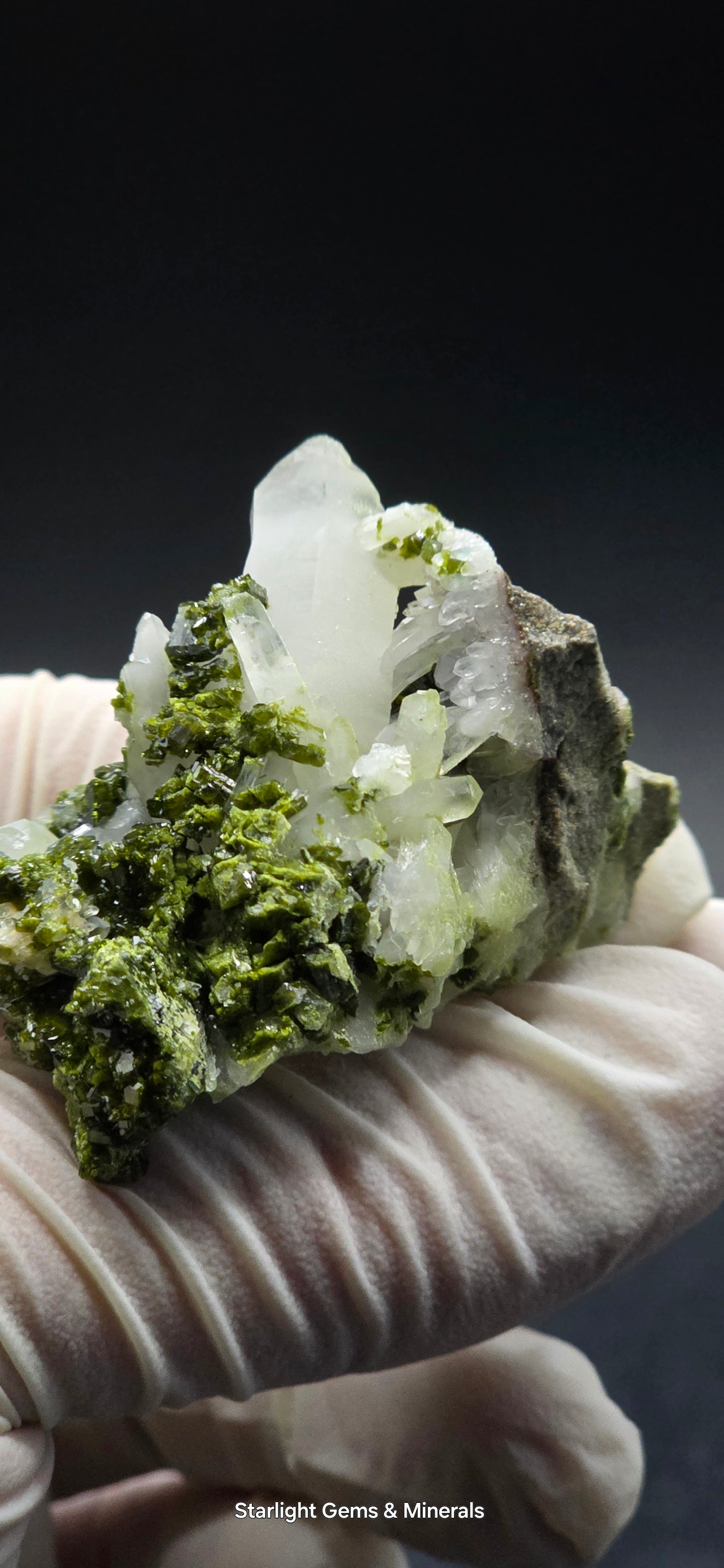 Brazilian Super Seven Coderite Quartz cluster w/ Epidote on Matrix!