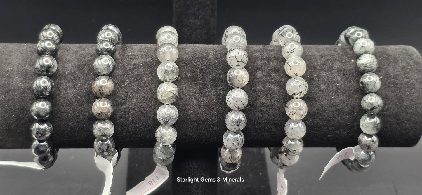 Black Tourmaline Rutilated Quartz Bracelets. High quality.
