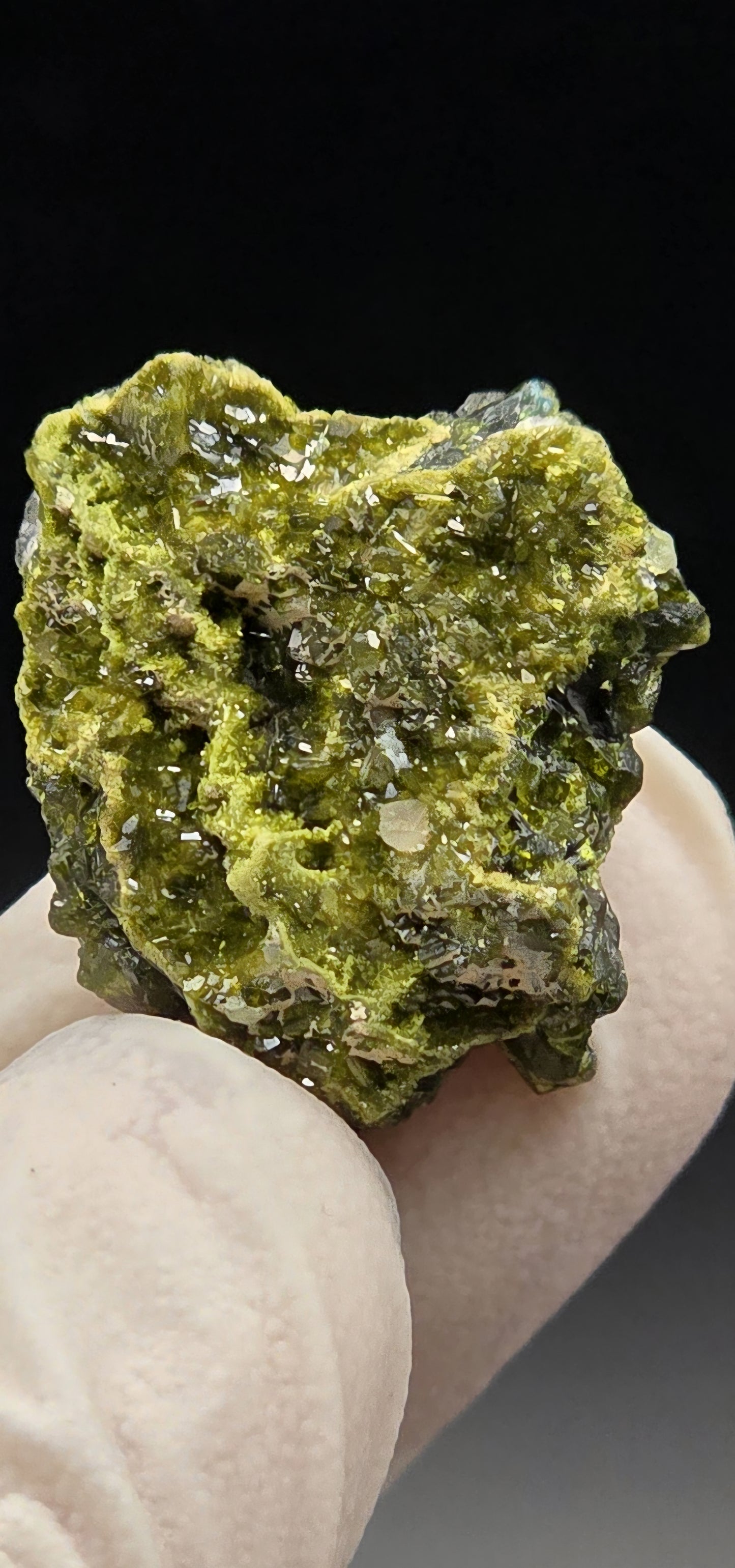 Mini Brazilian S7 Quartz on Epidote Matrix, Button!