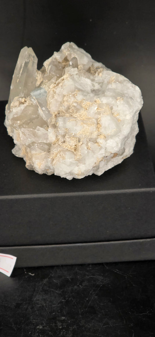 Erongo Region Namibian Aquamarine Matrix w/ Beautiful Micha, Quartz, Stunning UV/PL Calcite Coating, and Fluorite.As the primary crystals