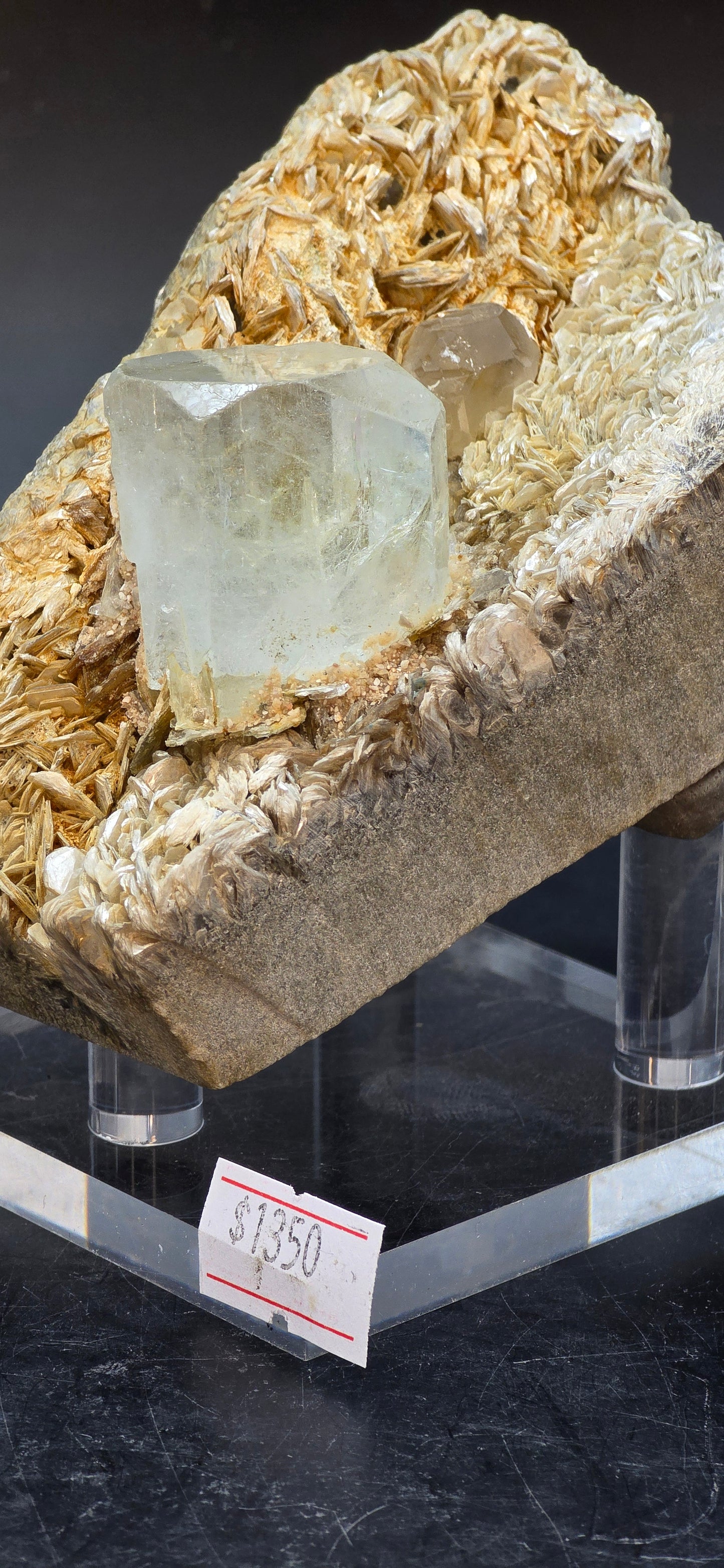 Erongo Region Namibian Aquamarine Matrix w/ Beautiful Micha, Quartz, Stunning UV/PL Calcite Coating, and Fluorite.As the primary crystals