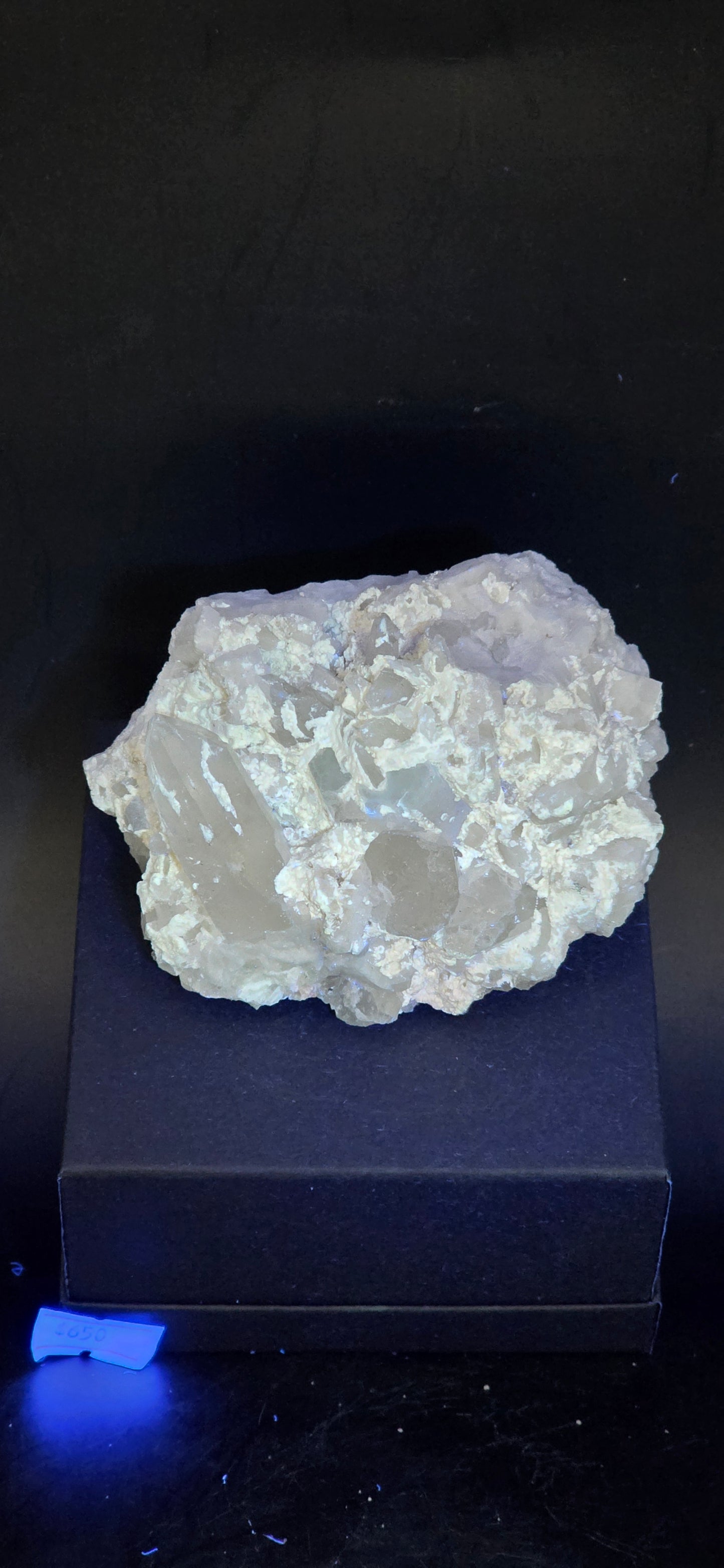 Erongo Region Namibian Aquamarine Matrix w/ Beautiful Micha, Quartz, Stunning UV/PL Calcite Coating, and Fluorite.As the primary crystals