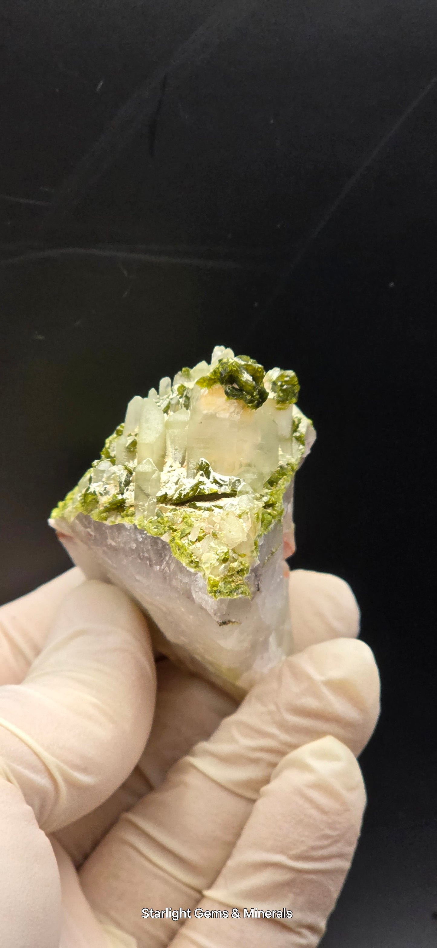Beautiful Epadote Forest on Super Seven Quartz Matrix from Brazil!